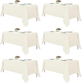 Fitable 6 Pack Ivory Tablecloths 70x120 Inch for 6-8 Ft Rectangle Tables