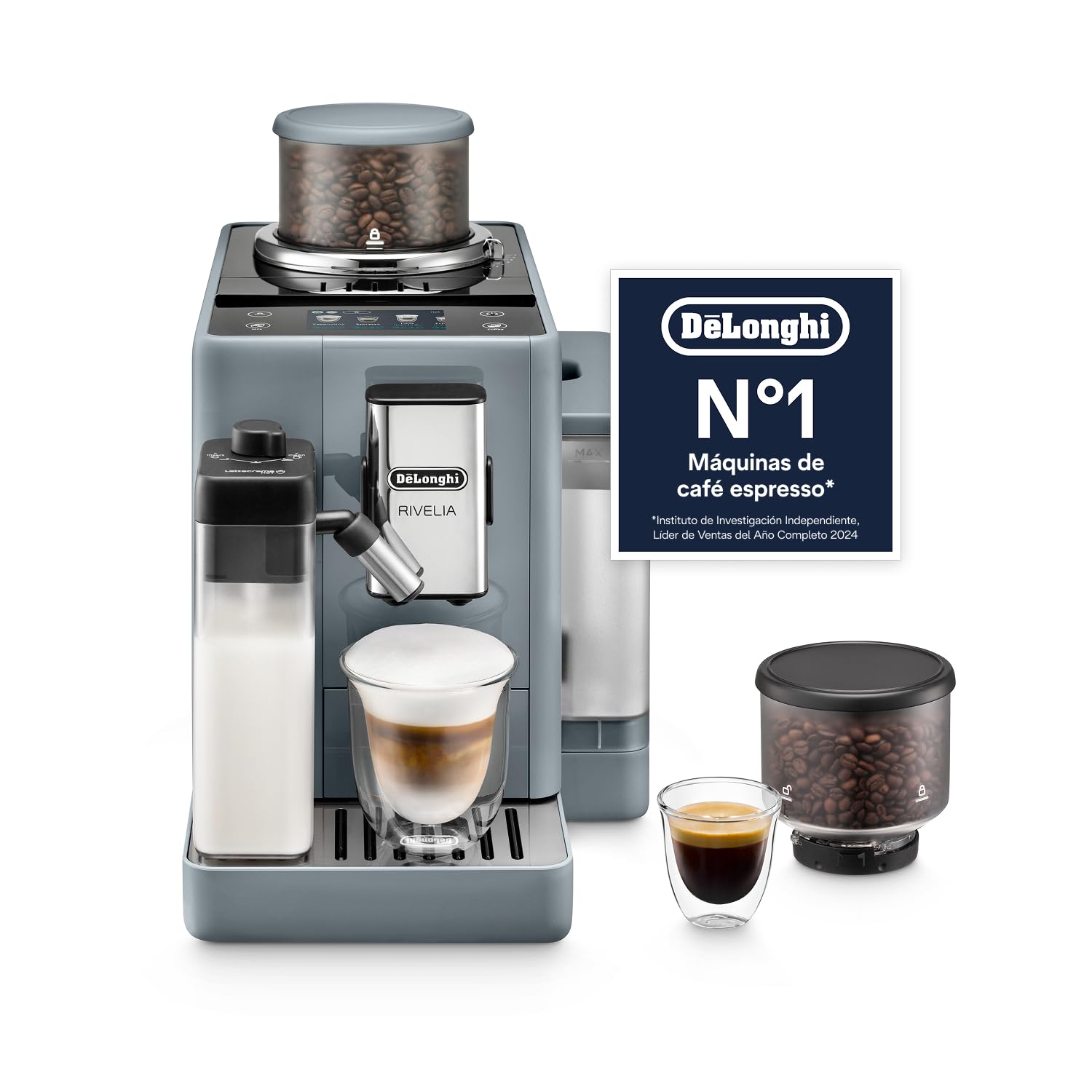 De’Longhi Rivelia – Cafetera Superautomática, LatteCrema Jarra de leche automática, 16 Bebidas One-Touch, Pantalla Táctil, Depósitos de Granos de Café Intercambiables, Blanco (EXAM440.55.W) — view 14
