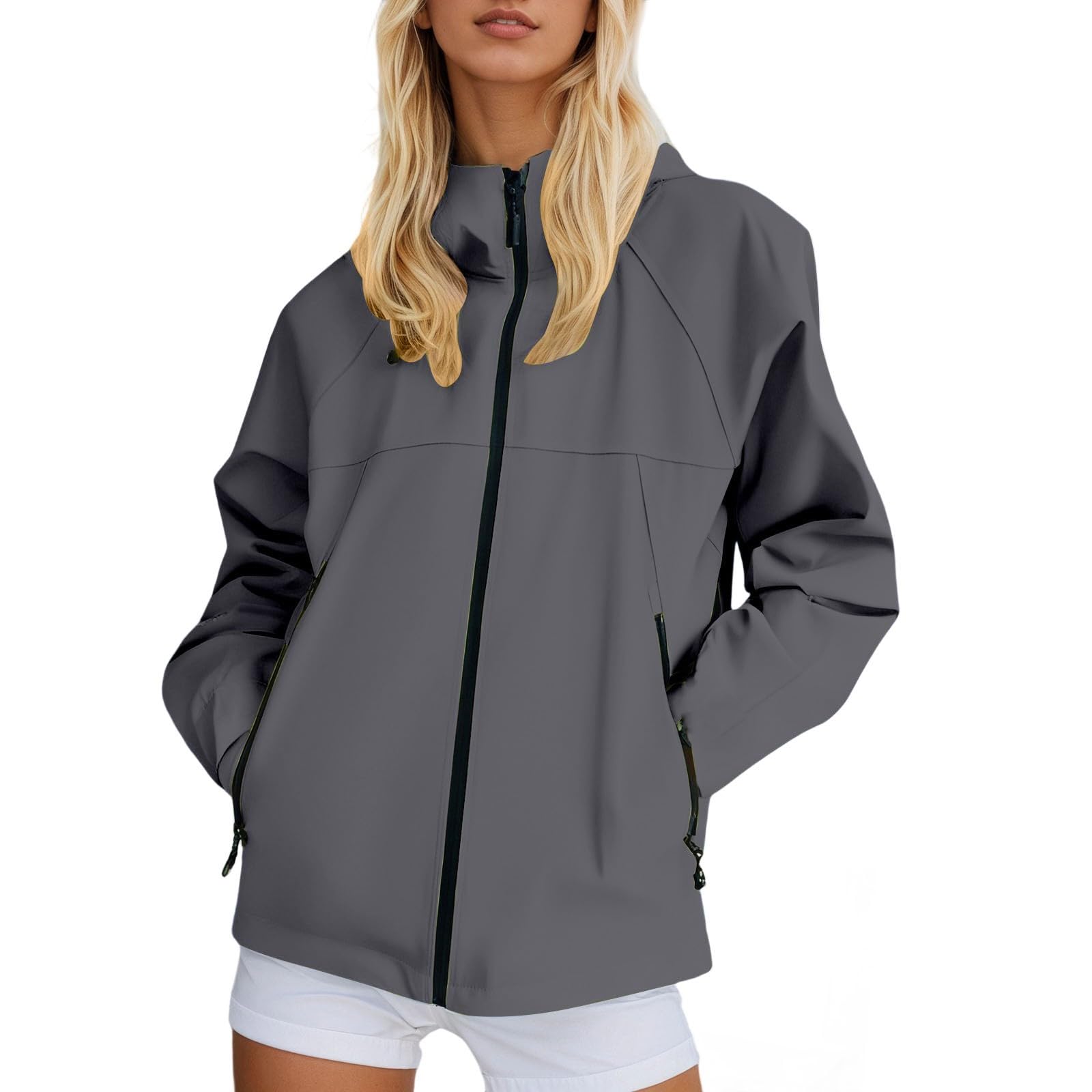 Genérico Chaquetas Mujer-Chaqueta Cortavientos Ligera Para Mujer Abrigo Informal Para Senderismo Al Aire Libre Impermeable Transpirable Para Viajes De Primavera Y OtoñO