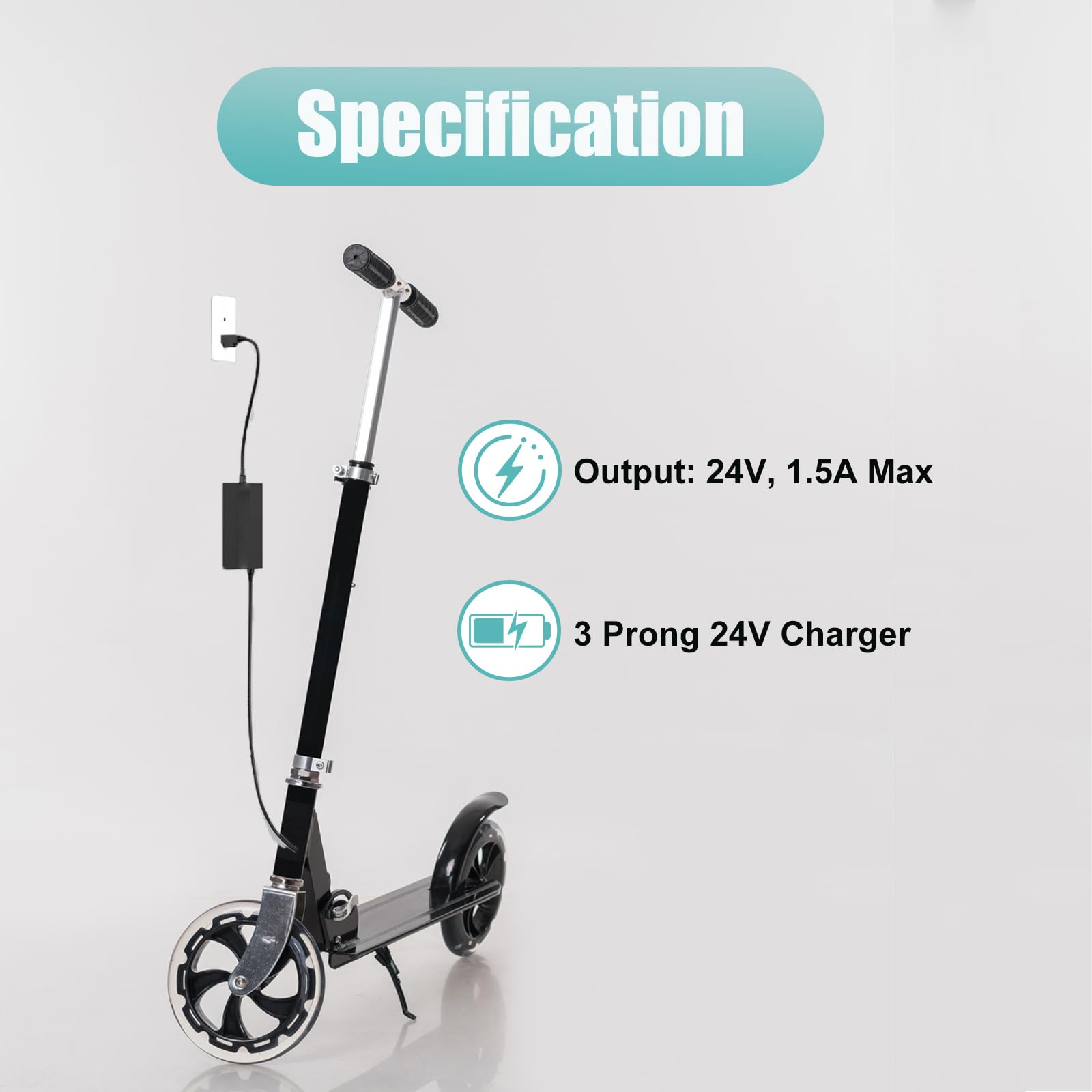 Ładowarka do skutera elektrycznego Razor MX350, Dirt Bike, E100, E200, E300, Pocket Mod, Sports Mod i Quad Dirt Bike, ładowarka akumulatorowa, kabel zasilający