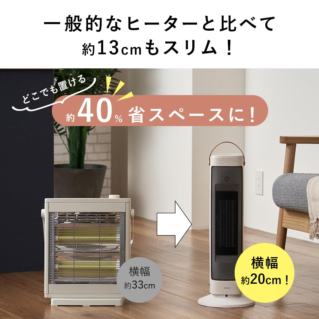 Amazon | mottole セラミックファンヒーター 首振り リモコン付き