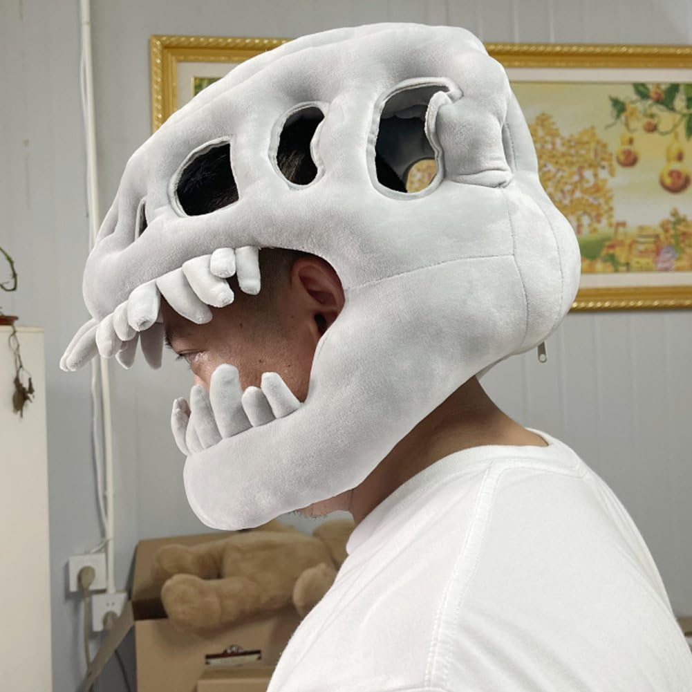 Szkielet dinozaura nakrycie głowy, Halloween dinozaur czaszka rekwizyty cosplay, szkielet 3D, pluszowy kapelusz, akcesoria do przebrania