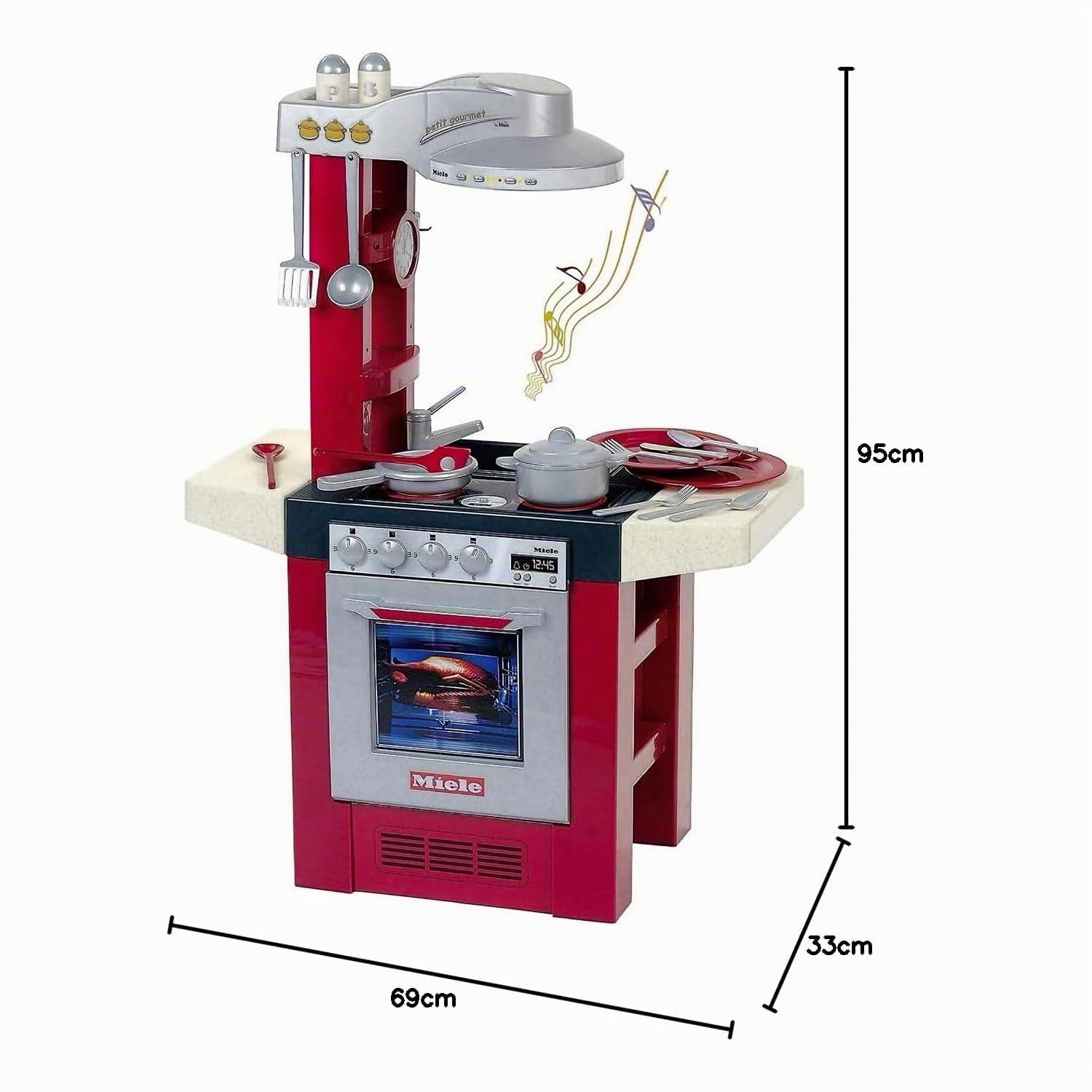 Theo Klein 9090 Cucina Petit Gourmet Miele, Giocattolo Che Include Piastra con Suono, Forno, lavastoviglie, Piatti e Molto Altro., 69 cm x 33 cm x 95 cm, Giocattoli per Bambini dai 3 Anni in su