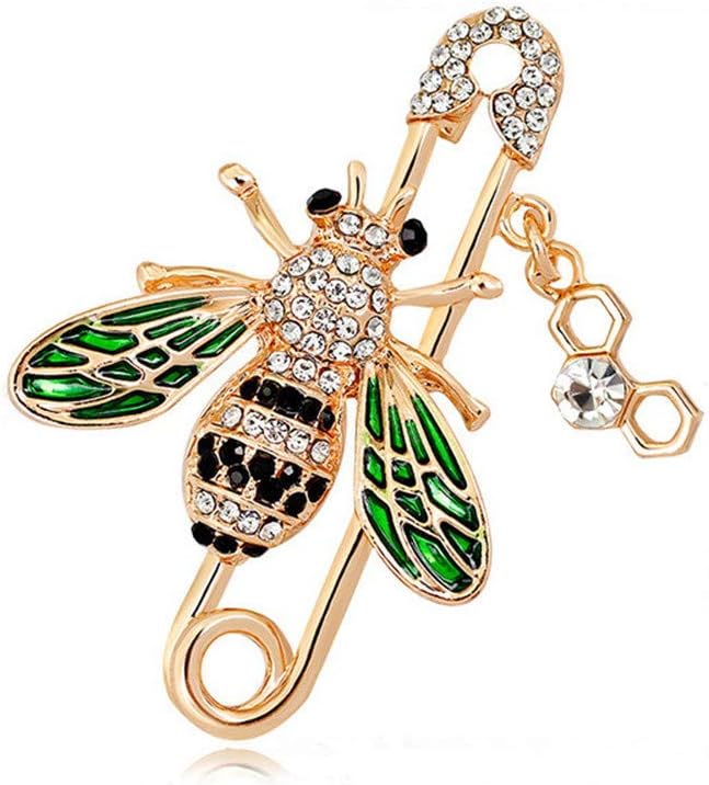 Bee Brooch pins Women Enamel Crystal Insect Pin Lapel Pin Large Safety Pin