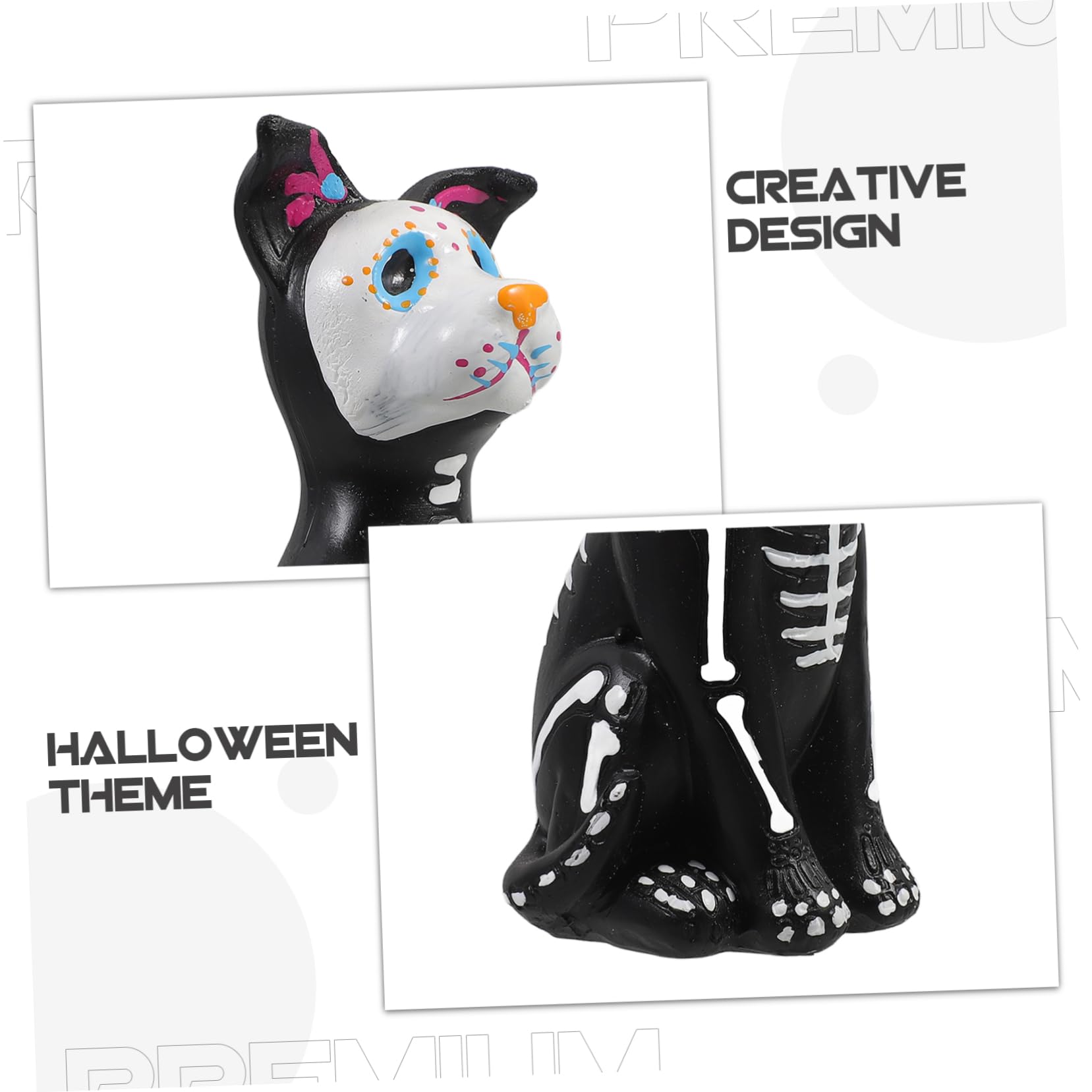 BESTonZON 5 Stück Halloween Resin Hund Statue Tierfigur für Tischdeko Leichter Handbemalter Party Dekoartikel Geeignet für Innen und Außendekoration Kreatives Foto Accessoire
