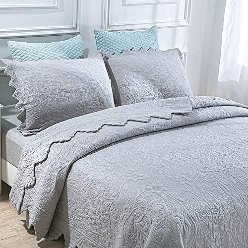 Couvre-lit en coton matelassé boutis lit double brodé