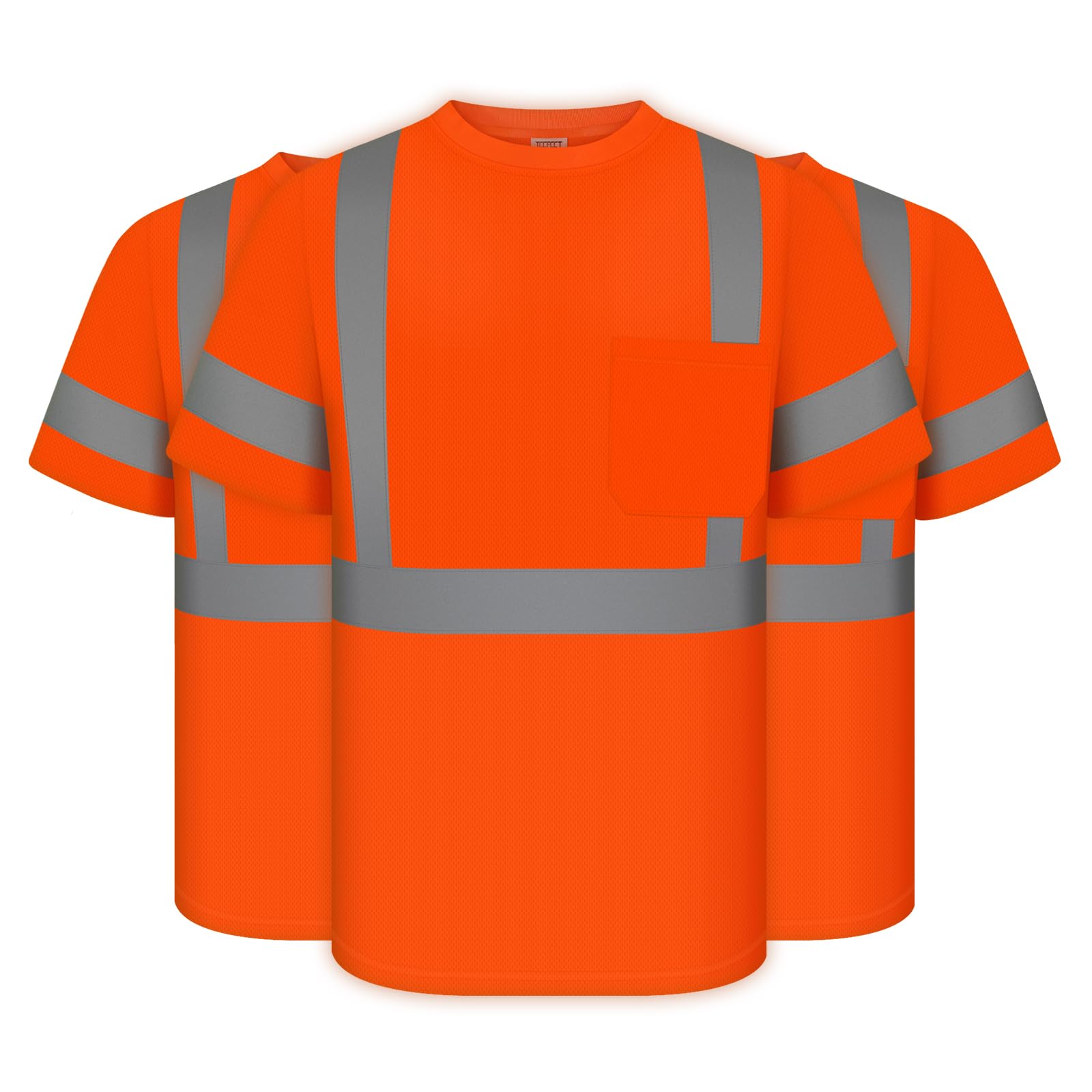 TCCFCCT High Visibility Shirt for Men Class 3 Construction Shirts with Pocket, Hi Vis Reflective Safety Work Shirts for Men Women, Short Sleeves,