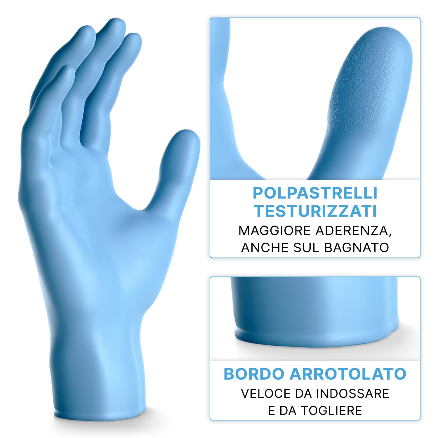 ARNOMED Guanti monouso blu extra forti, guanti in nitrile S, guanti nitrile spessorati 50%, 1000 pezzi, guanti nitrile senza polvere, guanti monouso nitrile senza lattice, taglie S, M, L & XL