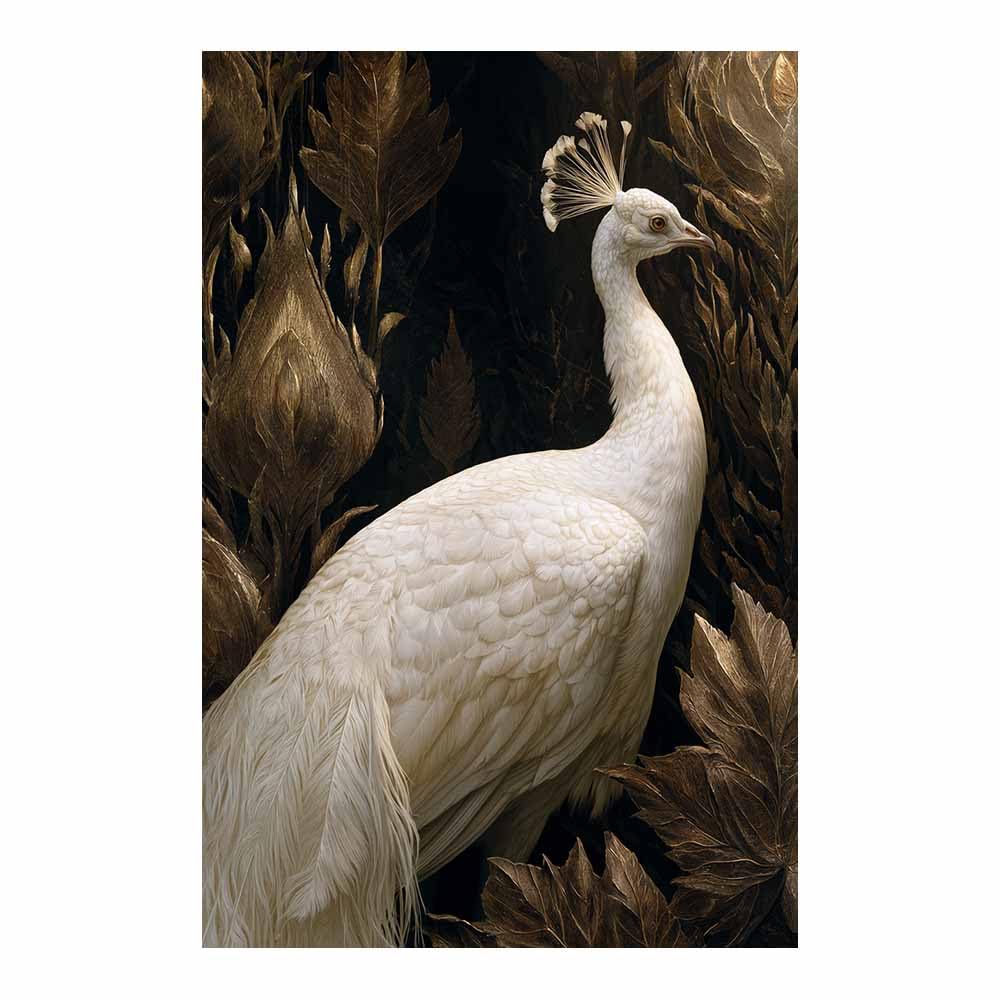 PUQAAEO Wall Art,Animals Canvas Picture Prints Luxury Golden Foliage Peacock Modern Aesthetic Posters Prints For Living Room(Multicolor)-80x120cm Unframed