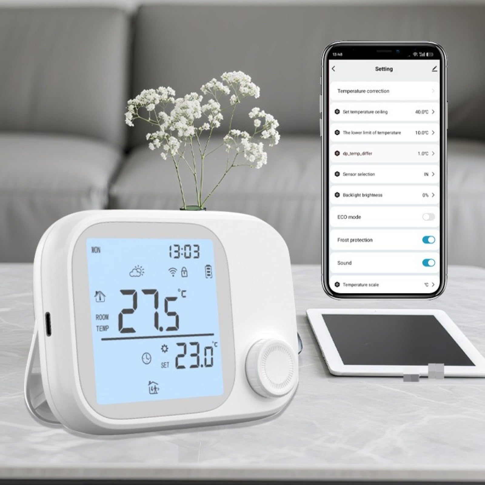 Termostato intelligente, regolatore di temperatura, regolatore di riscaldamento per caldaia a gas dell'acqua, per TUYA WiFi RF433 wireless, per controllo vocale ALEXA, lungo 300 m, USB a