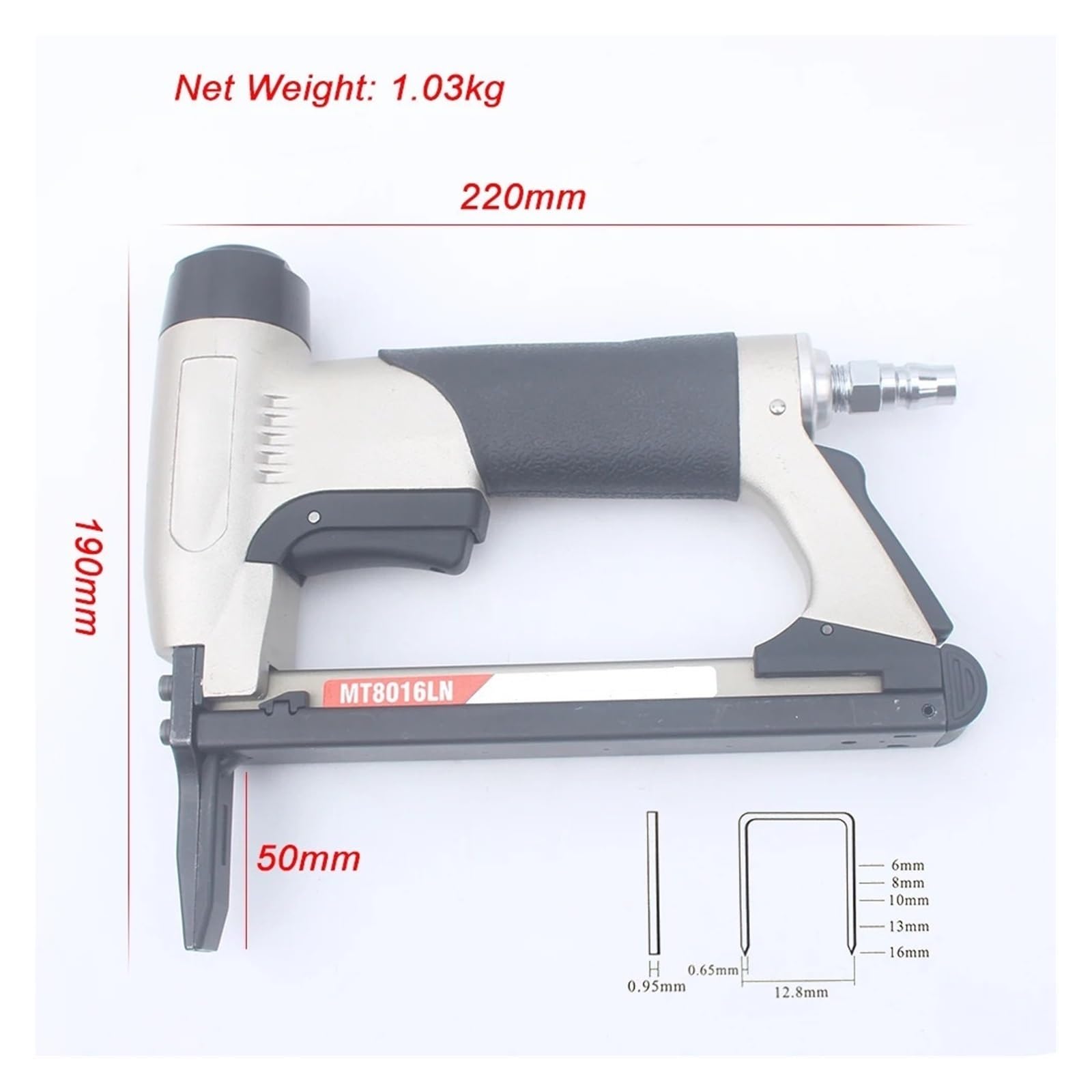 Pistola sparapunti pneumatica senza olio MT8016LN 21Ga Cucitrice meccanica Cucitrice pneumatica Cucitrice a filo fine Pressione 6-7kgf/cm2
