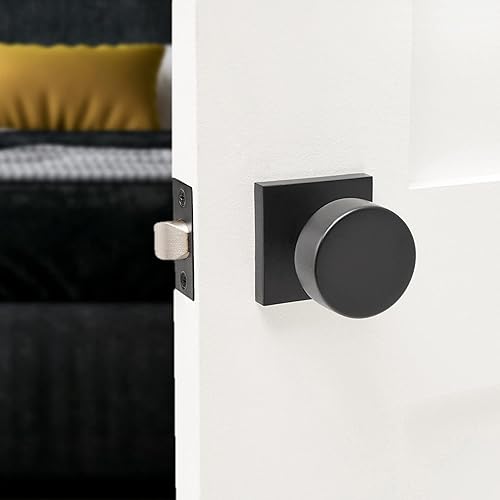 Miniatura 2 de Bali - Pomo de puerta de privacidad de latón macizo para cama y baño, reversible, negro mate