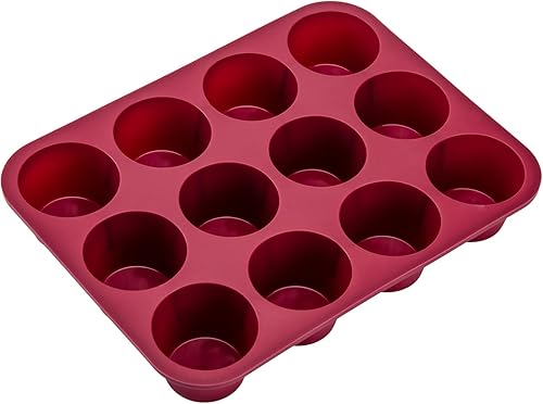 Nalchios Molde de silicona para magdalenas, 12 tazas de chocolate profundo, moldes de silicona antiadherentes, sin BPA, aptos para lavavajillas y