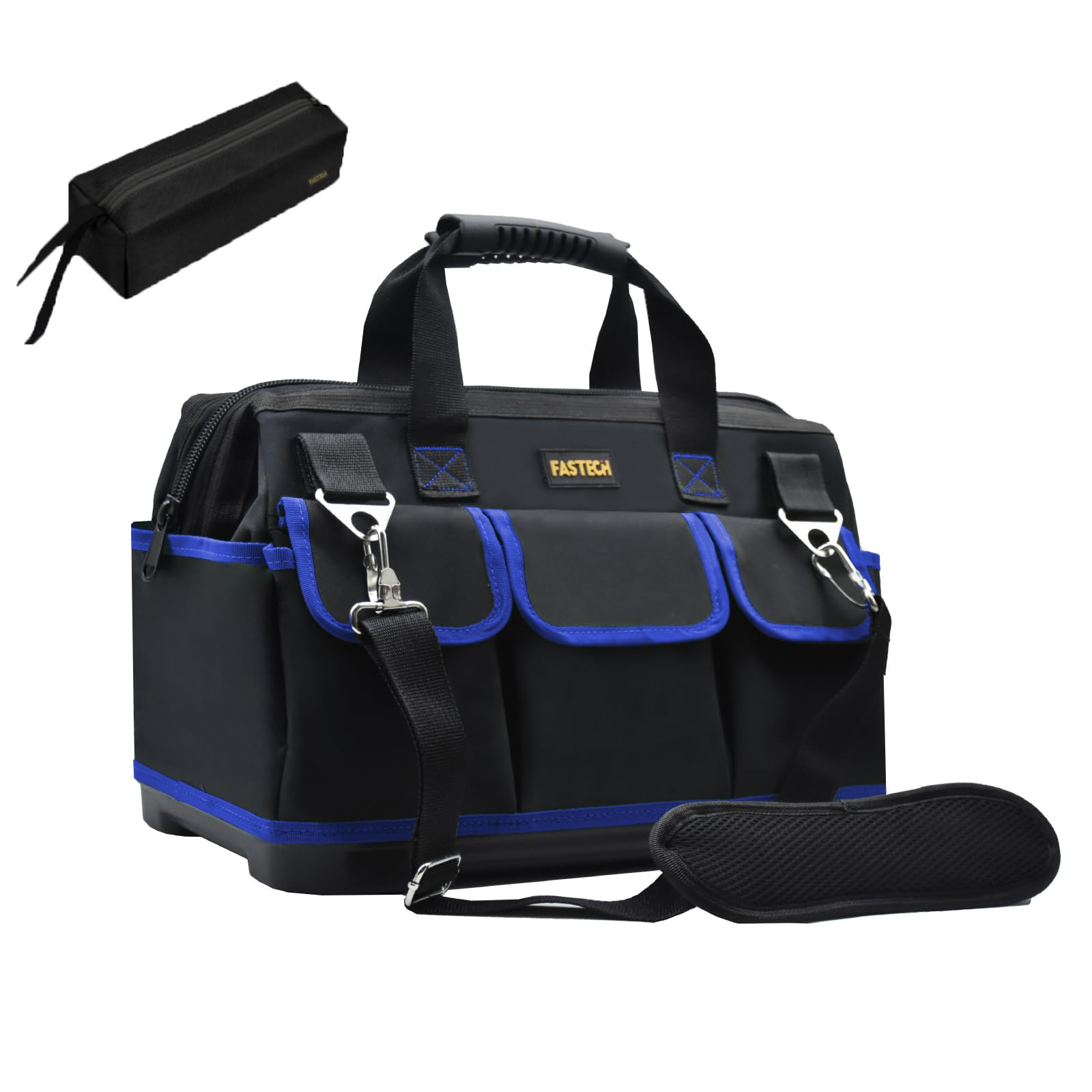FASTECH22 Inch Tool Bag, Waterproof Wide Mouth Tool Kit, Heavy Duty Tool Bag Organizer With Shoulder Straps, Tool Storage Package For Men/Women