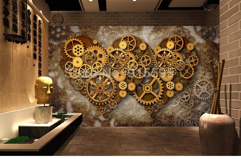 Papier peint 3D coeur en métal rétro 430x300 cm pour transformer un mur vide en décor chic