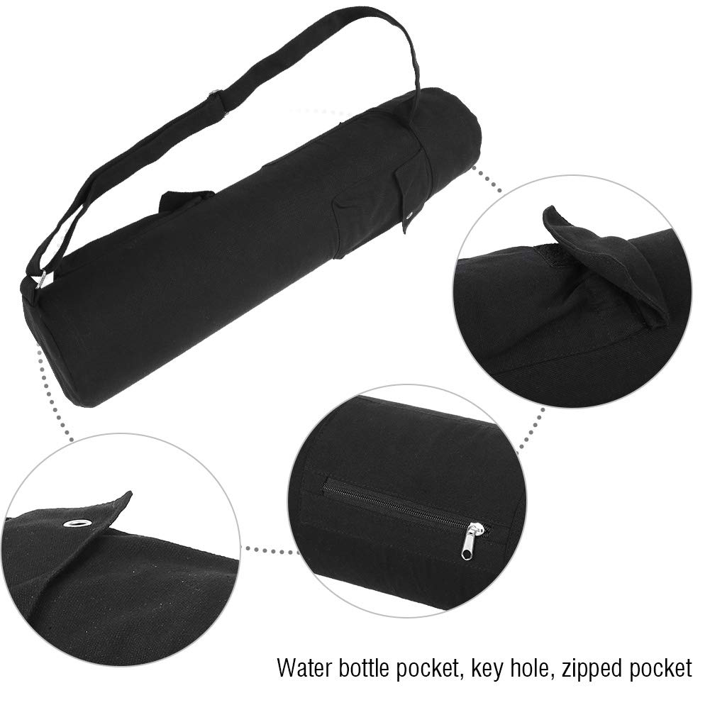 Sac à Dos Multifonction Pour Tapis De Yoga En Toile Noire – Poches Pratiques Et Sangle Réglable