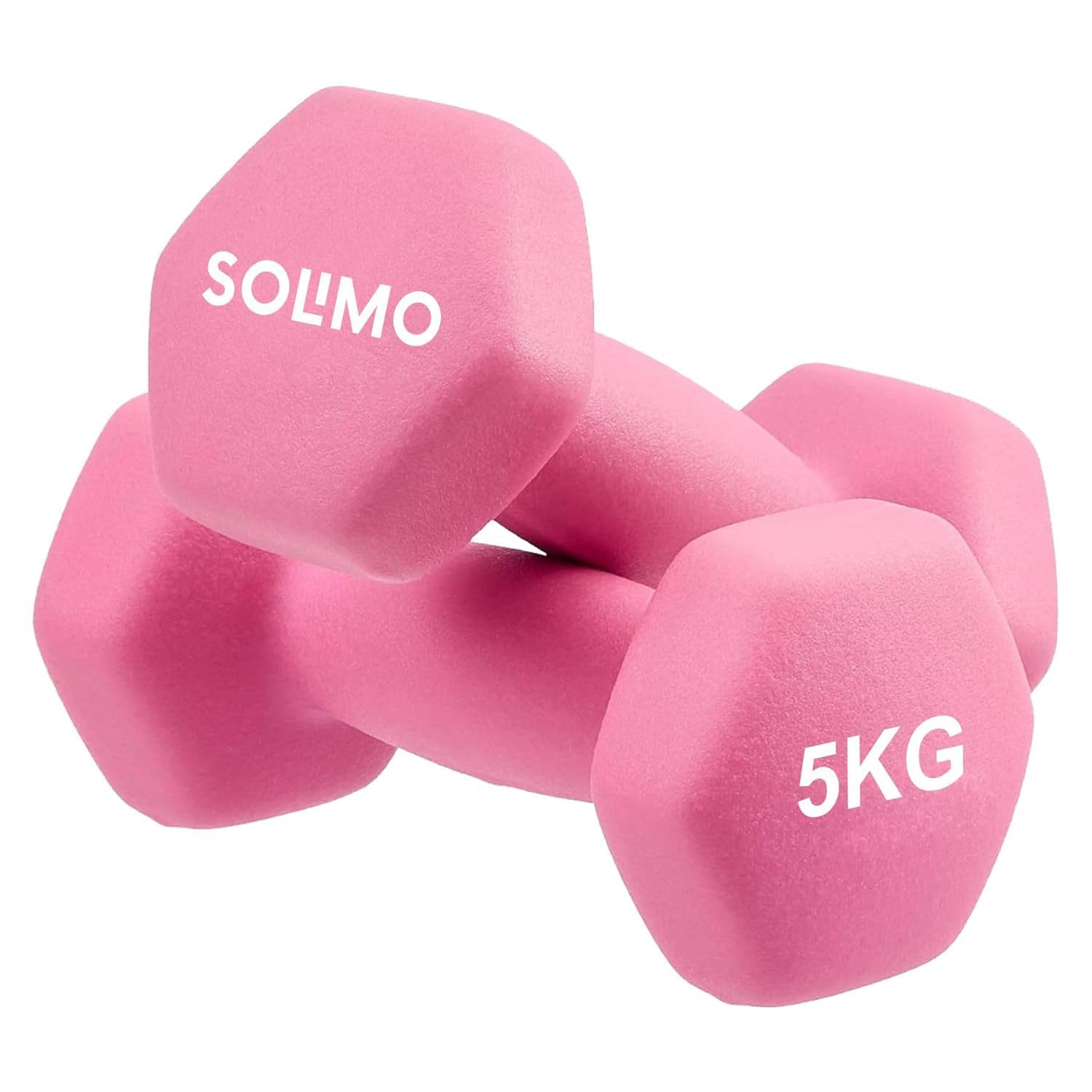 Amazon Brand - Solimo Neoprene Dumbbell 5 Kg, Set of 2 (Light Pink)