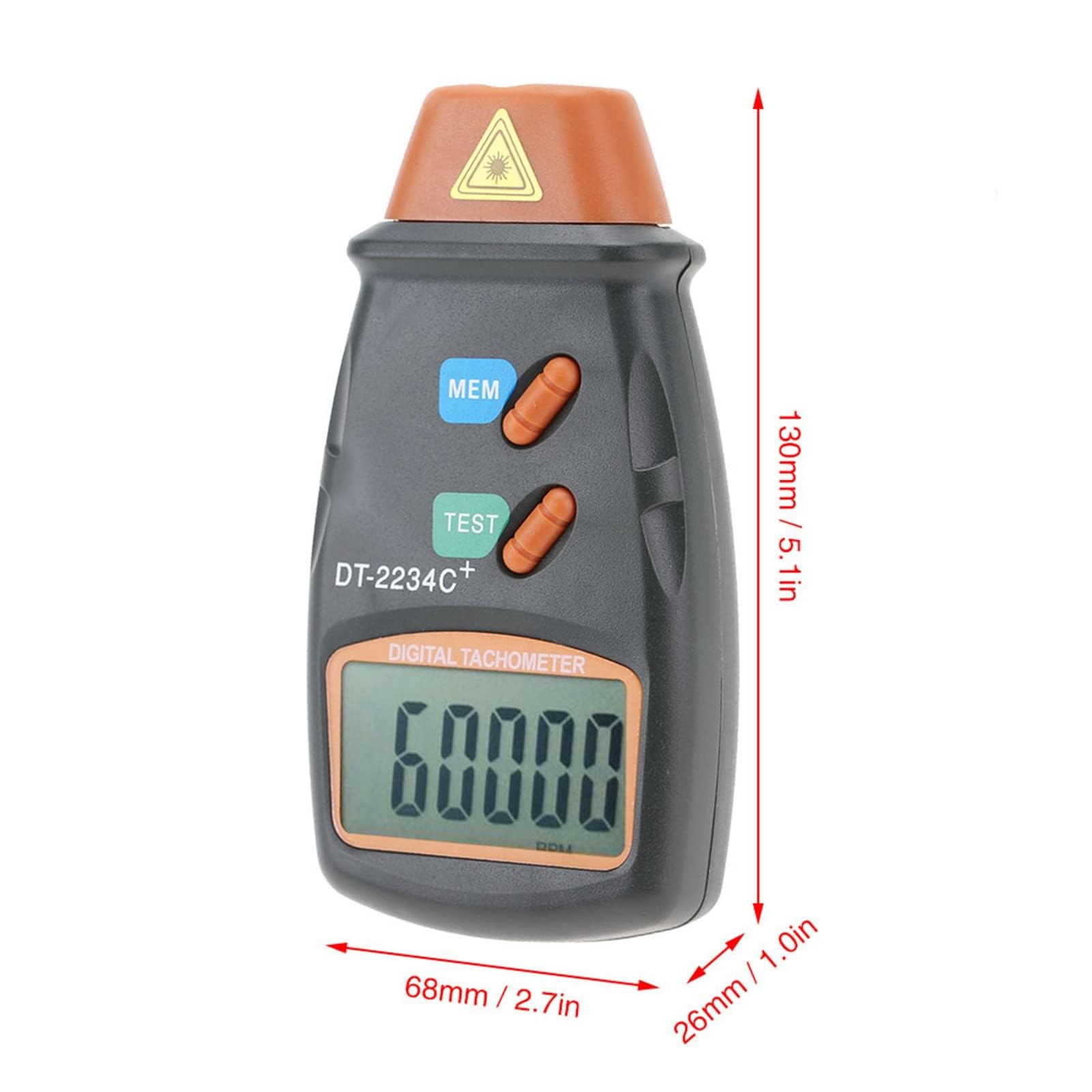 Contagiri Digitale, DT-2234C + Tachimetro Foto Digitale Tester Senza con LCD Display Mini RPM Tester Meter, Tach Range 2.5RPM-99.999 RPM