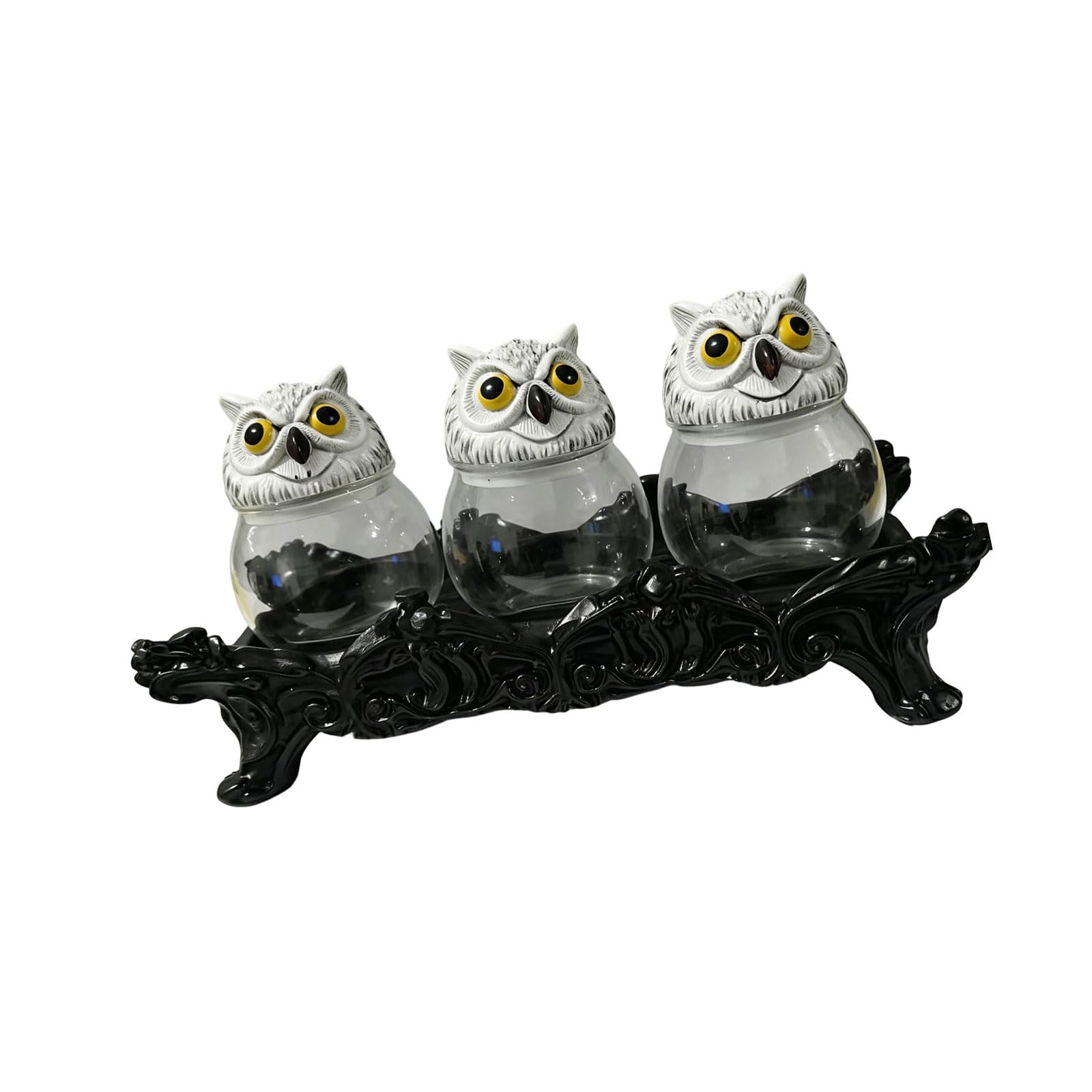 Msioytog Handcrafted Witch Owl Apothecary Seasoning Jars with Lid Unique Witchcore Kitchen Decors for Salt, Pepper, & Tea Apothecary Seasoning Jars