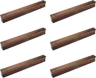 Pastlla SaddleBrown 6 Pcs 5" (128mm) Hole Center Solid Wood Drawer Pulls Kitchen Cabinet Handles Door Wooden Drawer Handle Furniture Hardware Dresser Knobs Pulls Length 7.1"(180mm)