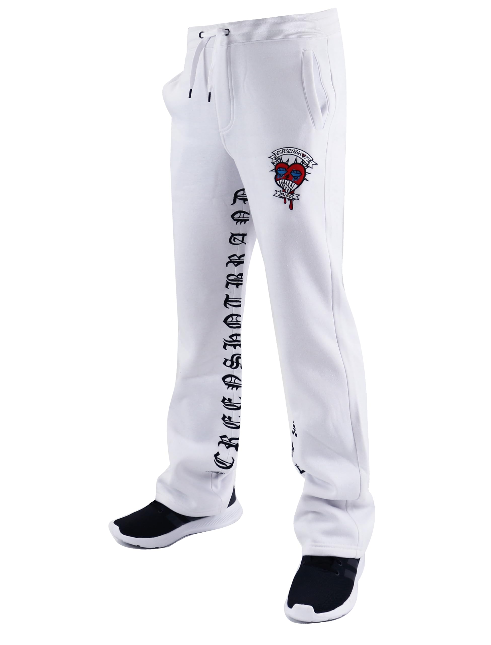 SCREENSHOT Fleece Pants 3202 Mens Streetwear Urban Fit Fleece Pants - Stacked Flare Sweatpants Ribbed Wasteband Drawstring