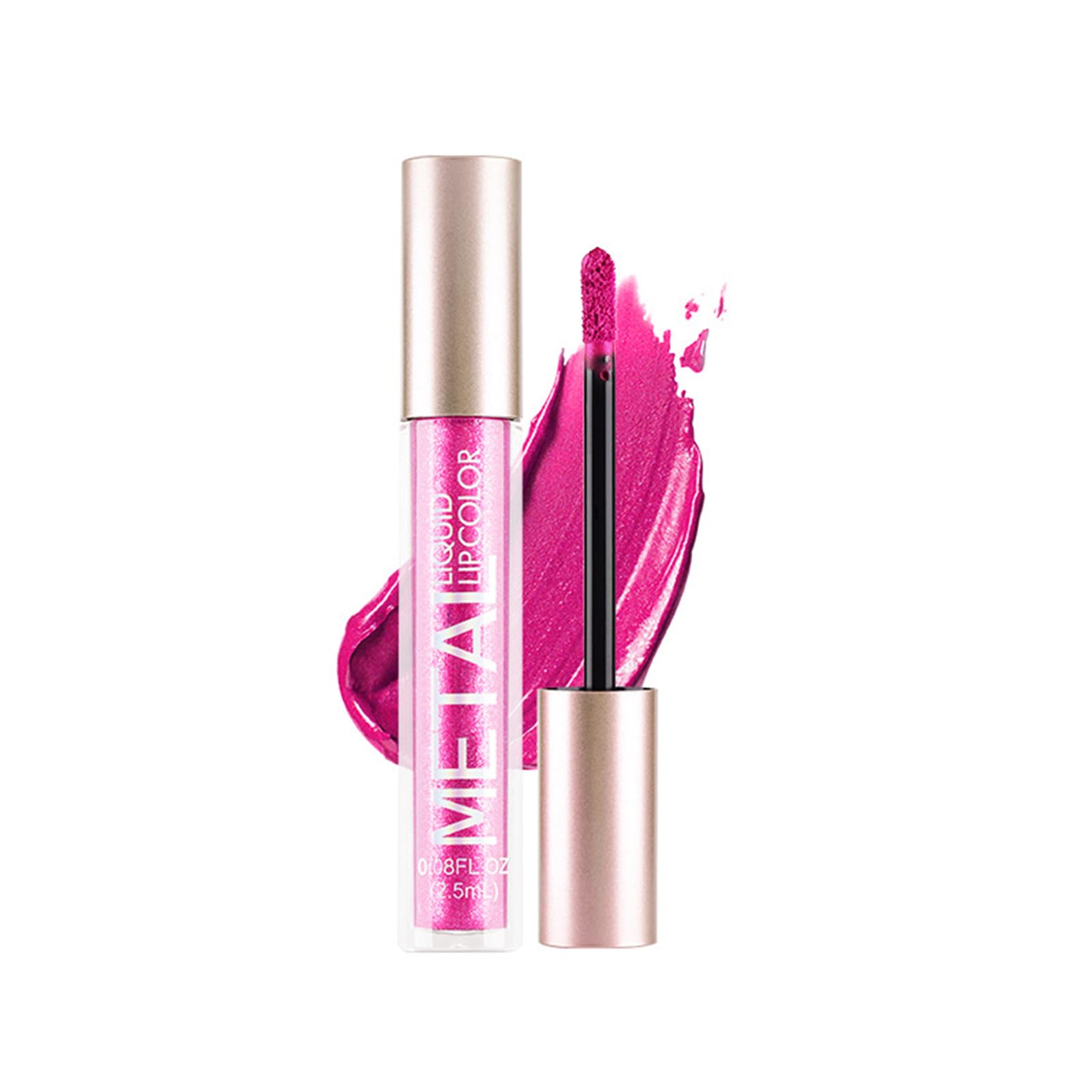 Metallic Lip Gloss - Long-lasting Non-sticky Lipgloss - Moisturizing Shiny Sparkle Diamond Liquid Lipstick - Matte Pearlescent Lip Plumper, Soft Texture Shimmer Lip Makeup (04# STRIPPER PINK)