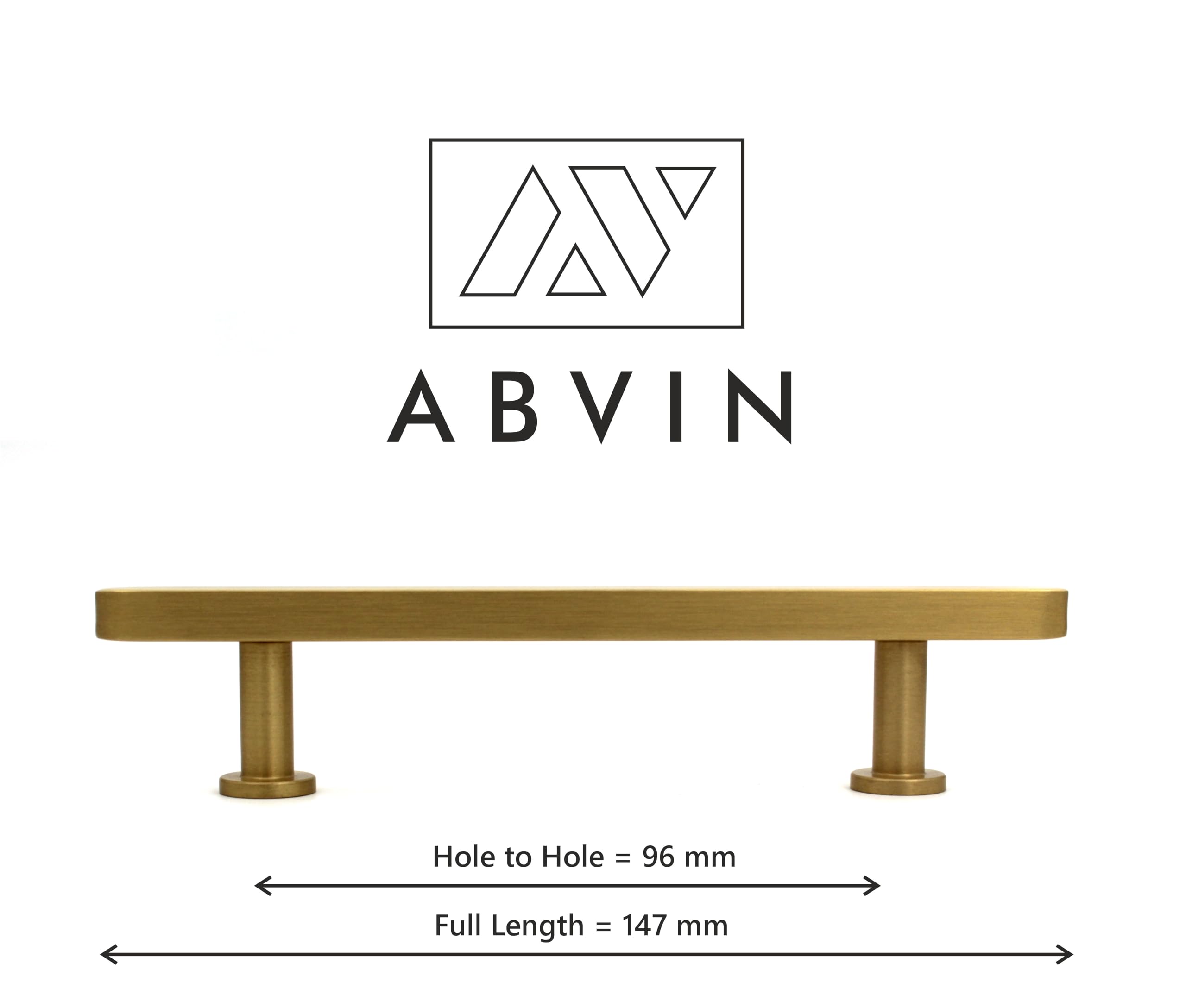 ABVIN Premium Solid Brass Cabinet Bar Pull Handles Matt Gold Furniture Hardware Drawers Kitchens Cupboard Door (5.7 inch) 1