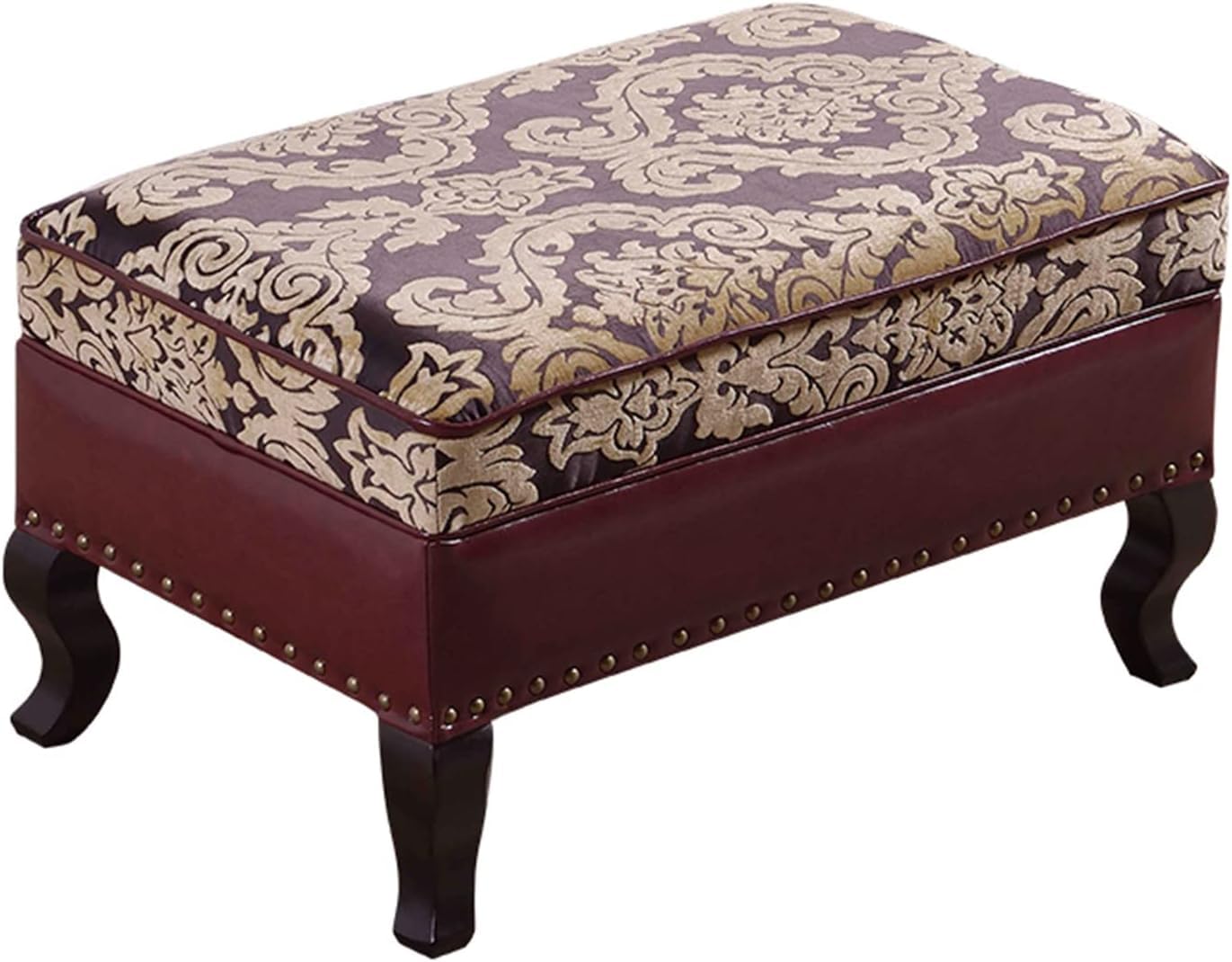 Tabouret ottoman en velours pour chambre et salon, repose-pieds bois
