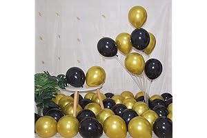A Fiesta of 200 Black and Gold 5 Inch Balloons