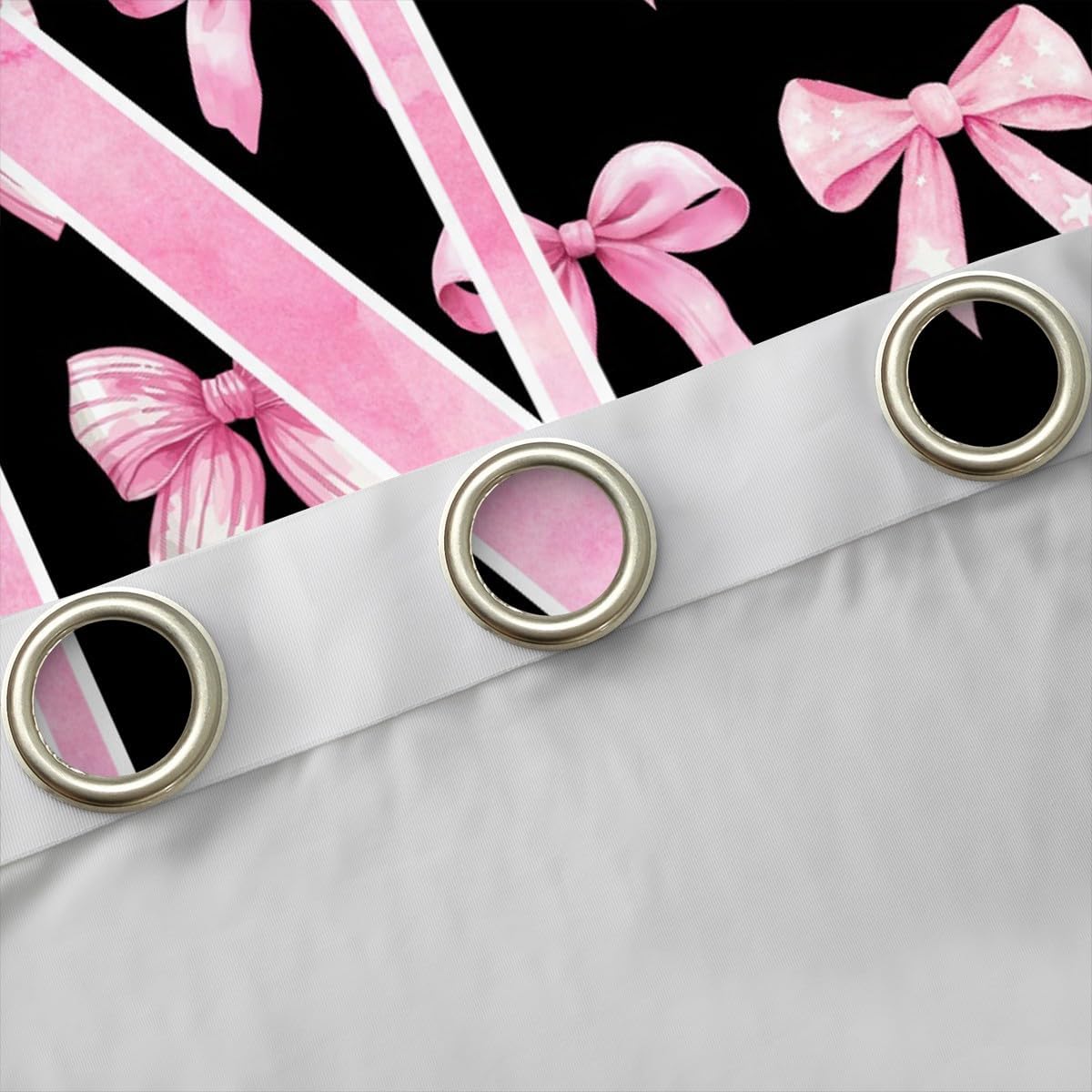 Erosebridal Teen Girl Coquette Bow Curtains 2 Panels Fantasy Pink and Black Initial Bow Window Curtain Monogram N Blackout Curtains Girly Fantasy Bowknot Room Decor,38" Wx54 L(N)