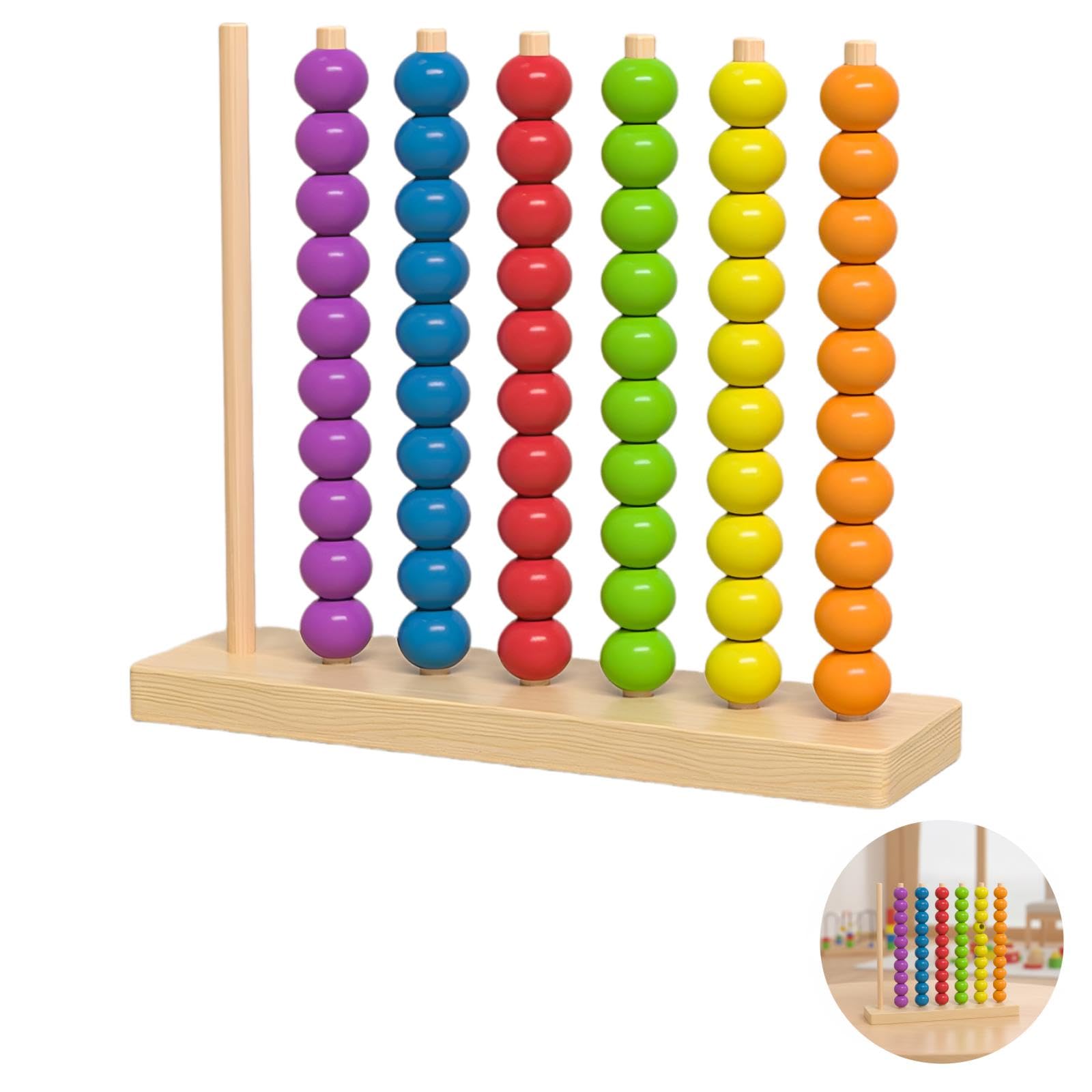 Stapel-Puzzle-Spiel zur Farbzuordnung, mit 80 Holzperlen, Montessori-Stapelspiel für strategisches Denken, Lernspielzeug und Holzlernspielzeug, für Familienfeiern, Eltern-Kind-Spiel und Spielspaß