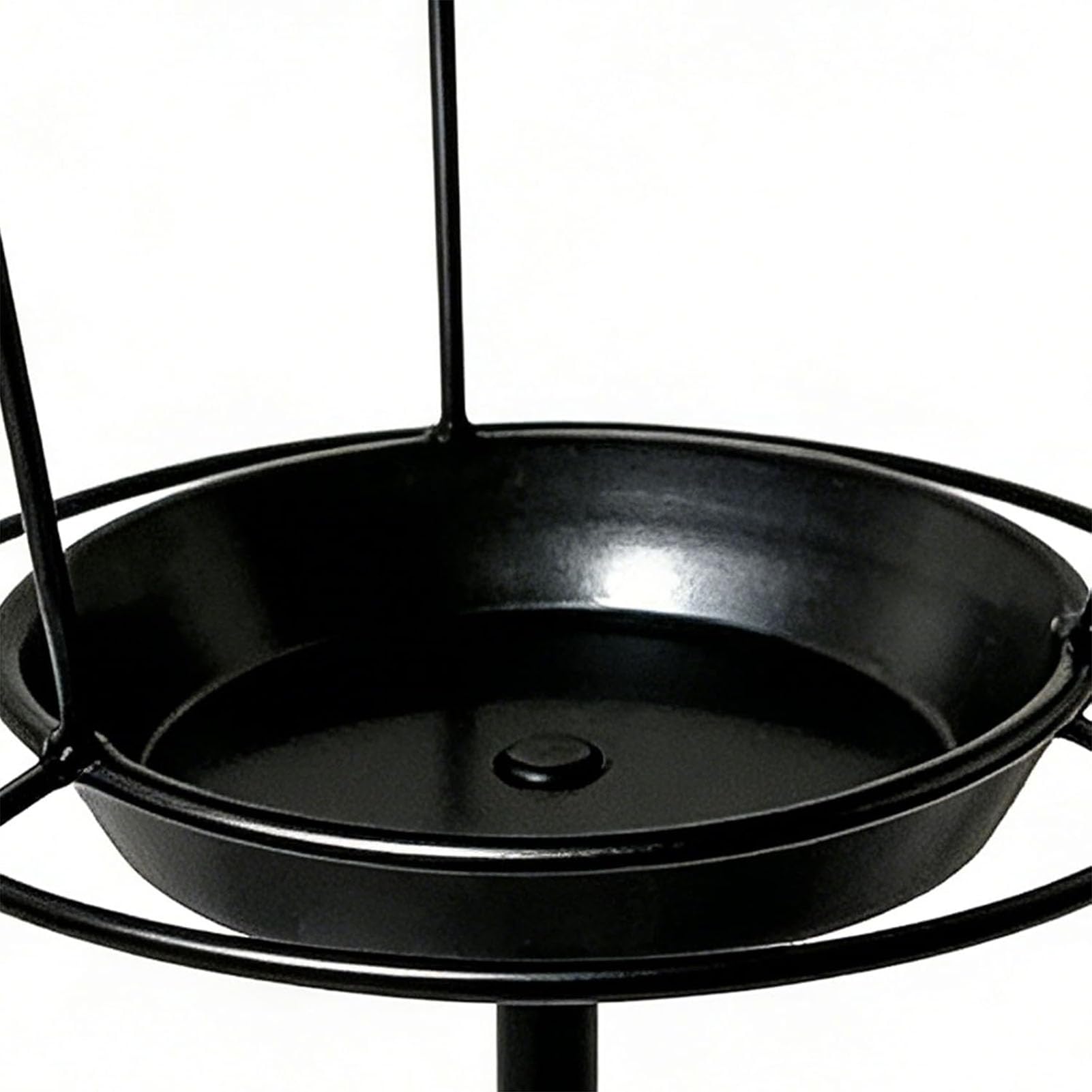 Comedero para pájaros con Soporte y Anillo de Hierro para Clavar en el Suelo, comedero Anti-Desperdicio para Aves Silvestres, comedero Colgante de Hierro Forjado,Negro,100 x 25 x 20 cm