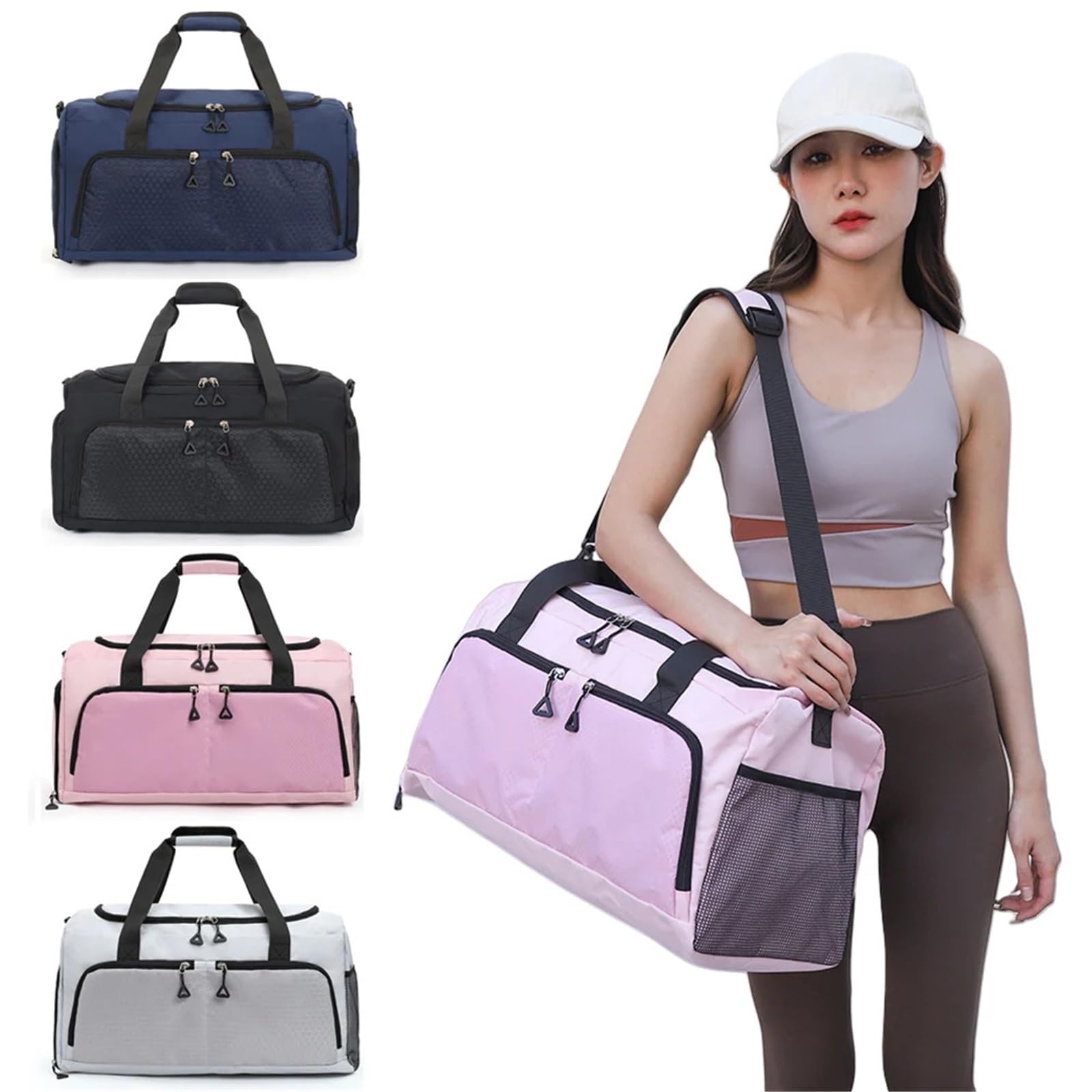 Sporttaschen Travel Bag with Shoes Compartment Sports Bag Carry On Weekender Bag for Women and Men for Travel Workout Sport(Pink)