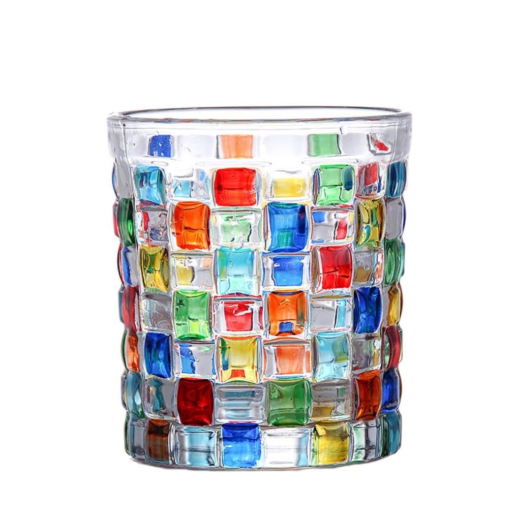 EdirFtra Glass Coffee Cup, Coloured Glass Coffee Mugs, Vintage Drinking Glasses, Hand Painted Stained Crystal Glass Mugs, Creative Drinking Glass Cups,A
