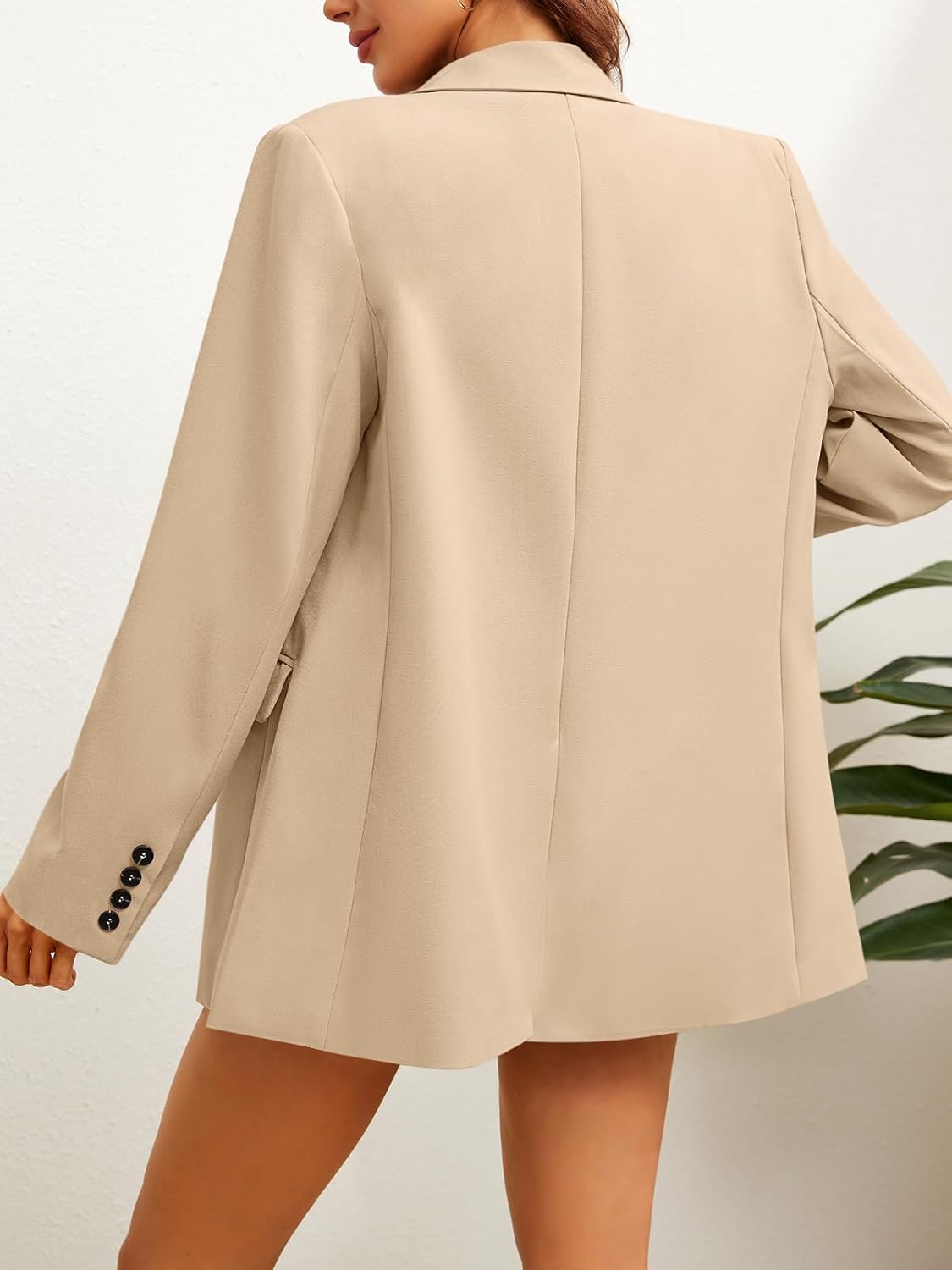 Febriajuce Women's Casual Long Sleeve Lapel Oversized Button Work Office Blazer Suit Jacket - Image 3