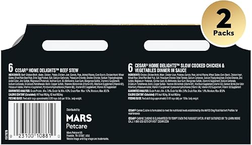 Miniatura 28 de CESAR - Comida húmeda y clásica para perros en un paquete variado de trocitos en salsa de receta de carne de res, filete miñón, pollo a la parrilla