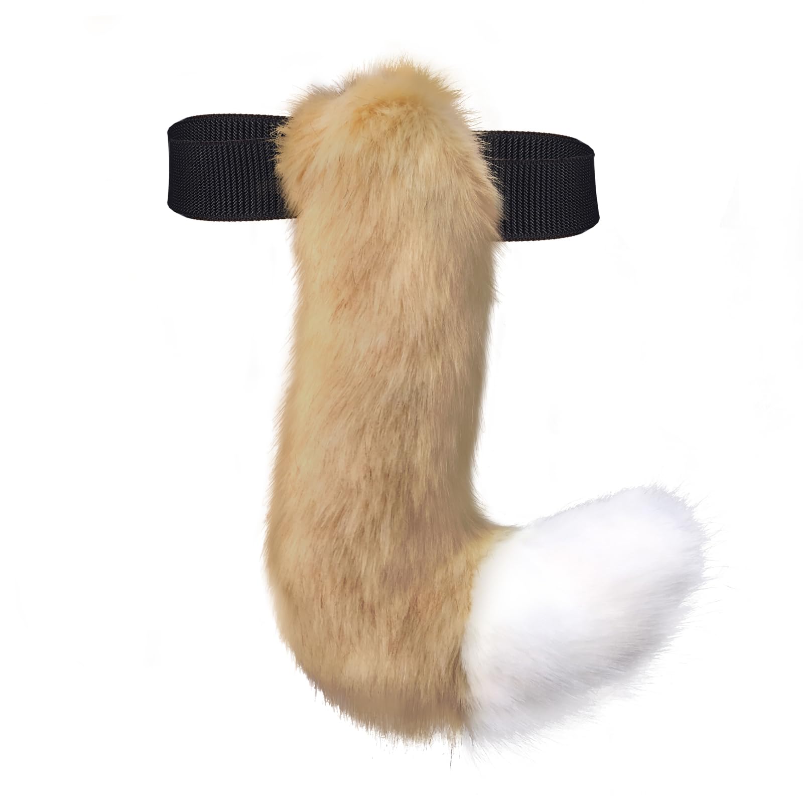 LakebellenFurry Tail Faux Fur Fluffy Cat Fox Fancy Dress Adjustable Anime Cosplay Costume Party for Kids Teenager (khaki White)