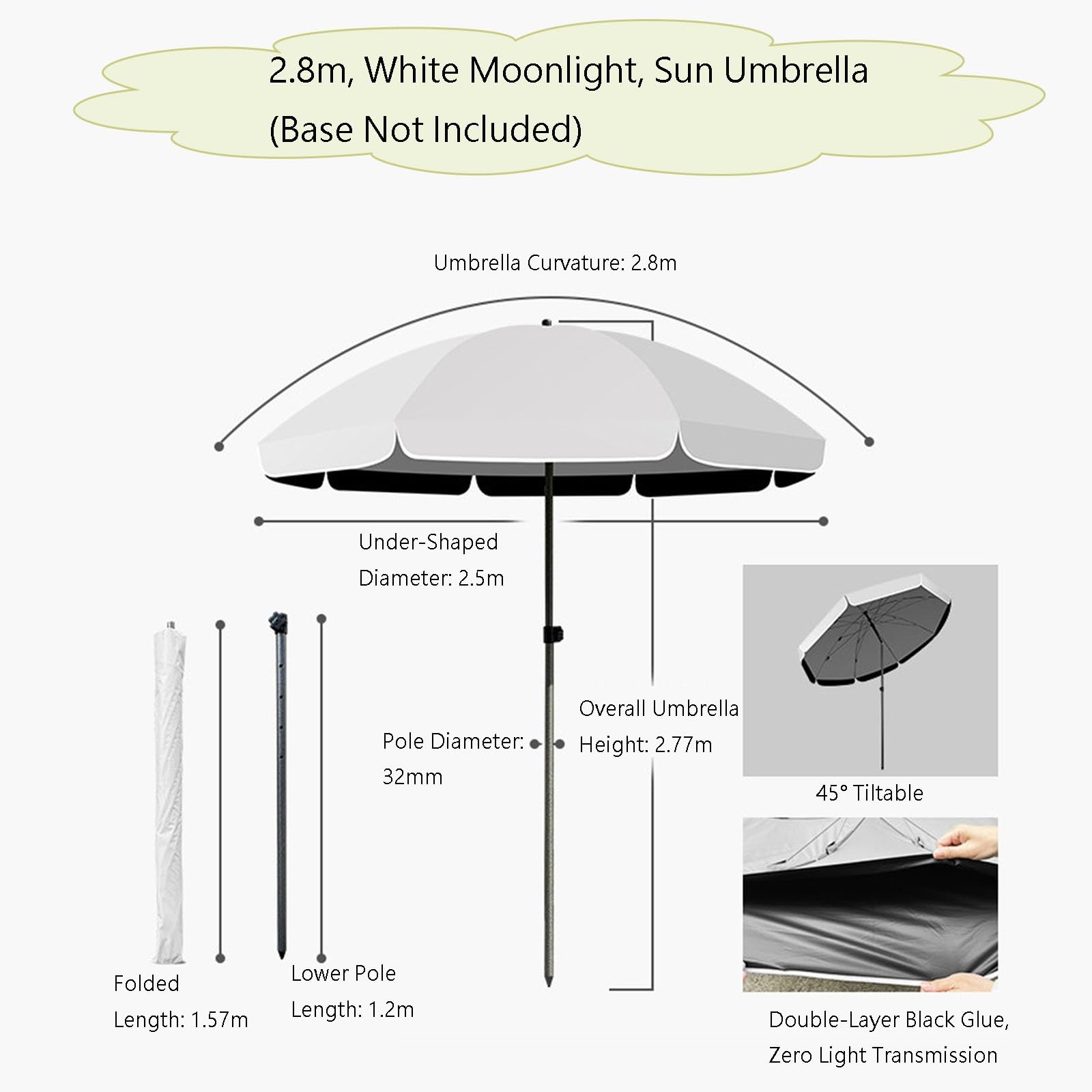 Parasol Przeciwsłoneczny Na Balkon, Wodoodporny I Deszczoodporny, Parasol Przeciwsłoneczny Zewnętrzny O Długości 2,4 M, 1 Sztuka.