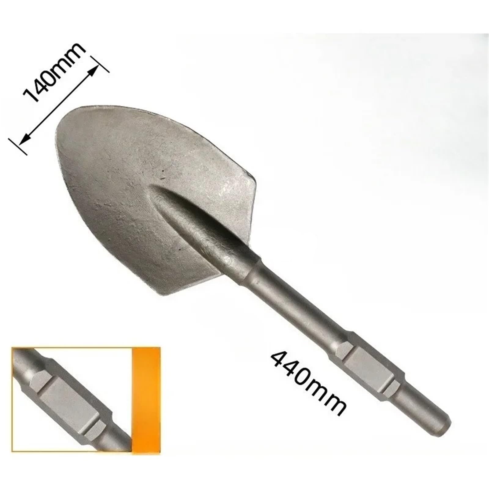 Bêche à Argile Grande pioche électrique à tête élargie, ciseau électrique épais for Excavation de béton, Pelle en Forme de cœur de pêcher(Brown)