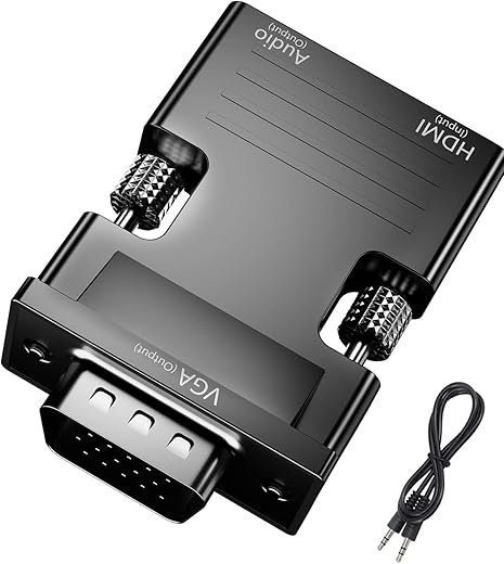 PANPEO HDMI to VGA Adapter Converter, Audio Output Computer Set-top Box Connector Dongle for Laptop, PC, Monitor, Projector, HDTV, Chromebook,…