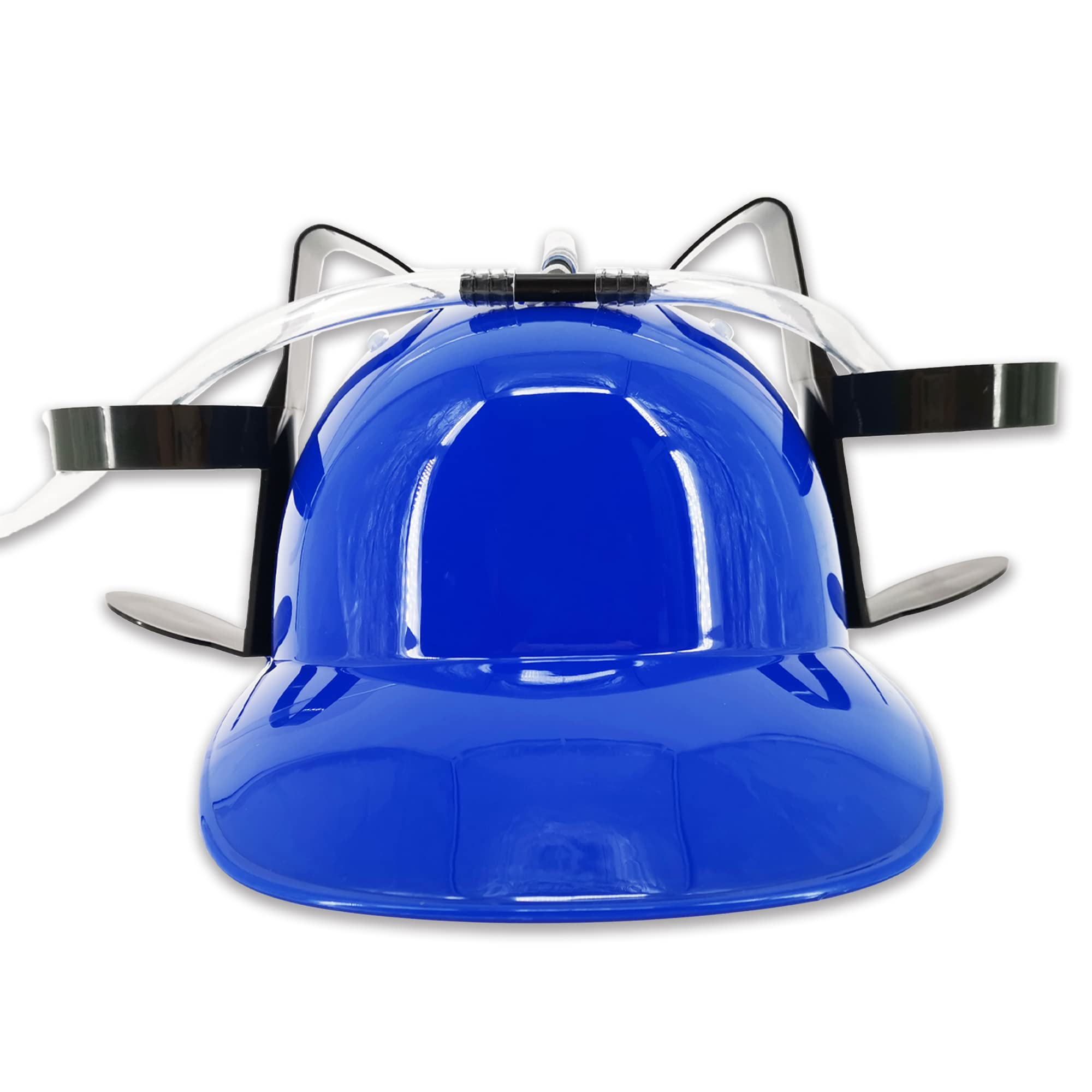 Pohotobooth Props Ltd Novelty Drinking Helmet, Hands Free Beer & Soda Can Holder Hat with Straws, Funny Party Helmet for Stag Do, Hen Party, Festivals, BBQs, Fancy Dress & Football Nights (Blue)