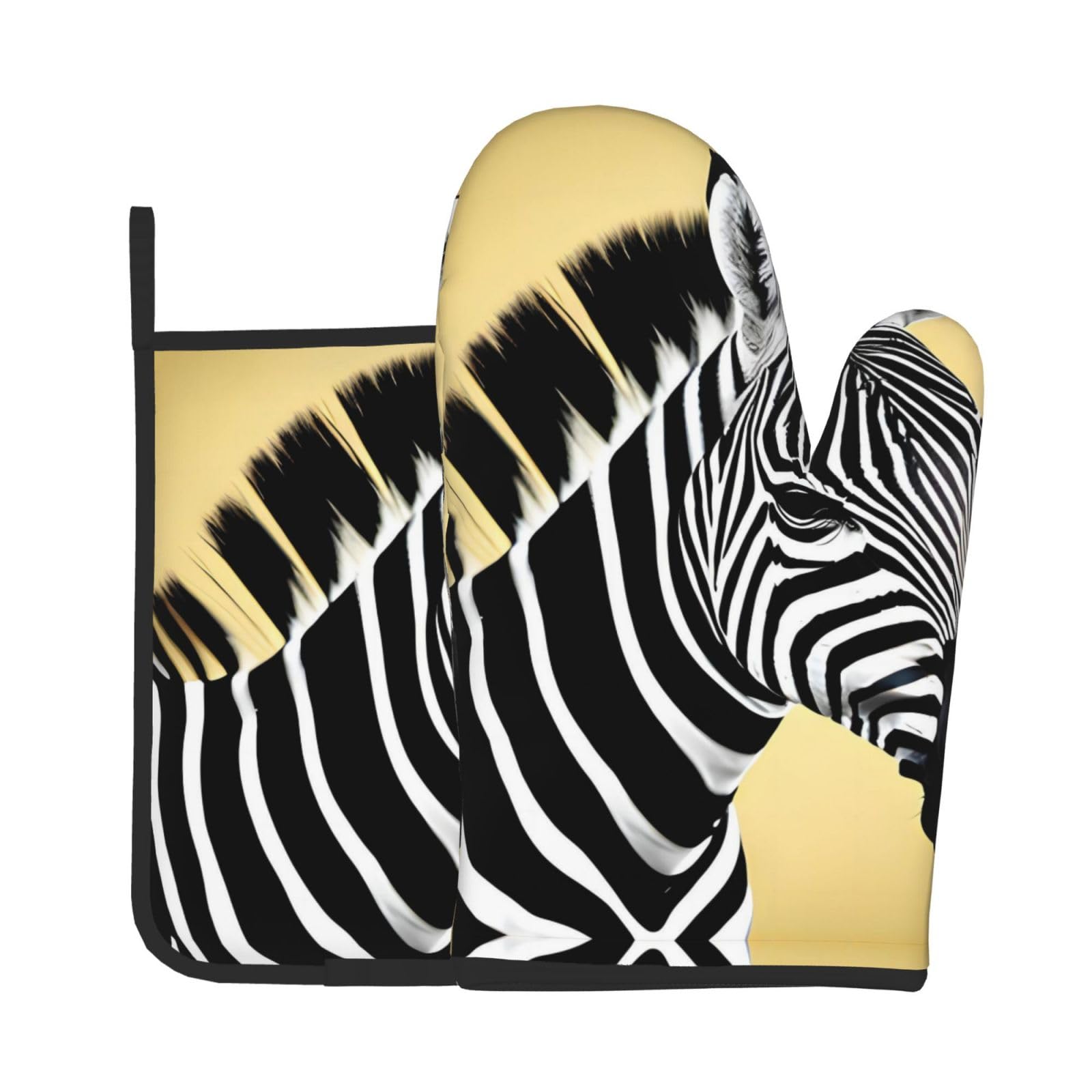 Oven Mitts and Potholders Set of 2 for Kitchen Baking Cooking GrayBlack and White Zebra Thick and Durable
