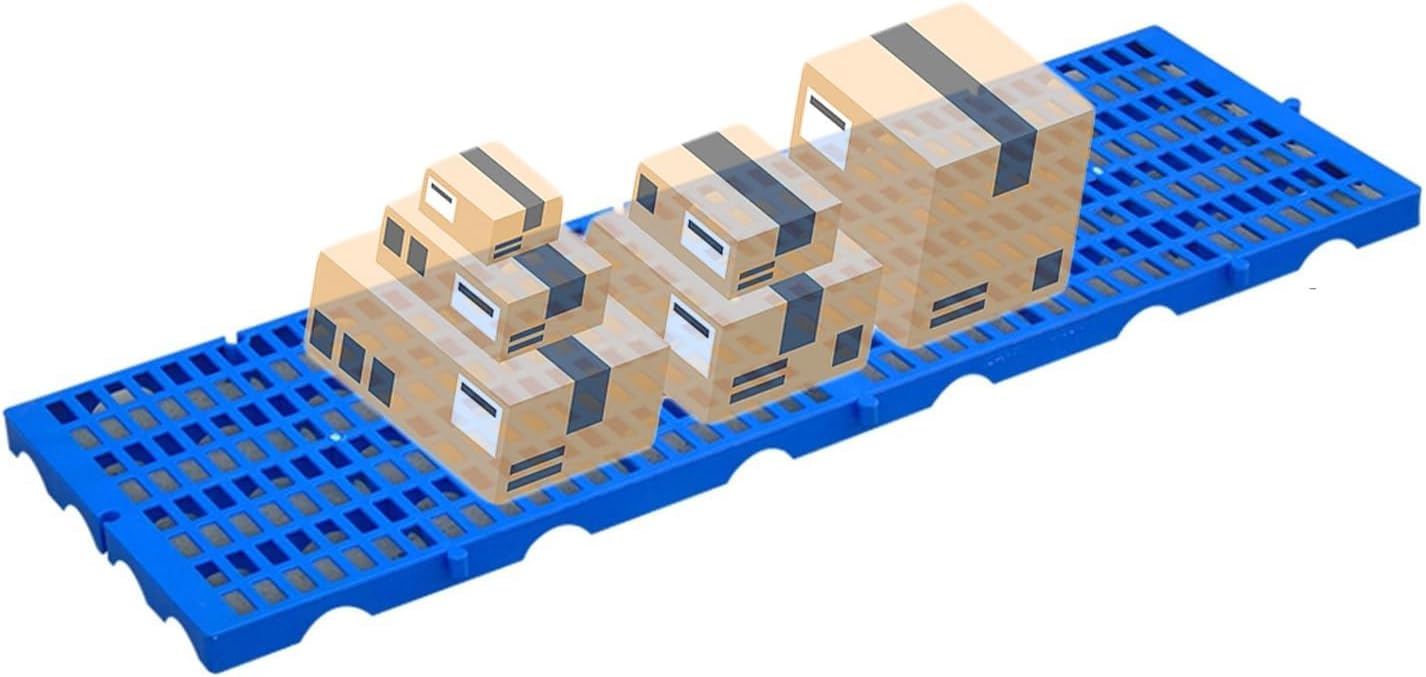 XPLKQXE Warehouse Floor Plastic Pallets, Lightweight Floor Pallet Pad Board, Breathable Grid Ventilation Polyethylene Pallet, Basement Supermarket Tray Rack (Color : Blue-35.4x11.8x1.2in, Size : 1pc