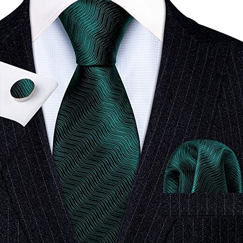 Corbata de Seda Verde para Hombre con Juego de Boda