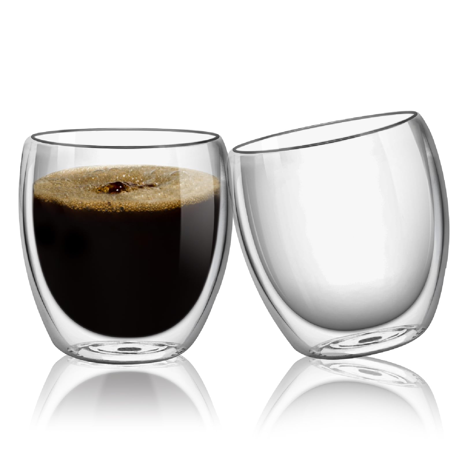Top-spring Double Walled Glass Coffee Cups, Insulated Latte Glasses Mugs, Mug Tea Cups, Heat Resistant, Cappuccino Espresso Cup (2x250ml)