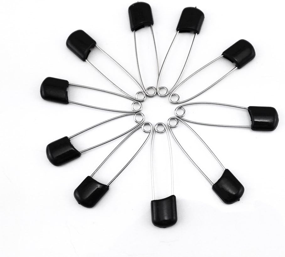 yueton 50pcs Black Plastic Head Baby Safety Pins Safety Locking Baby Cloth Diaper Nappy Pins : Baby