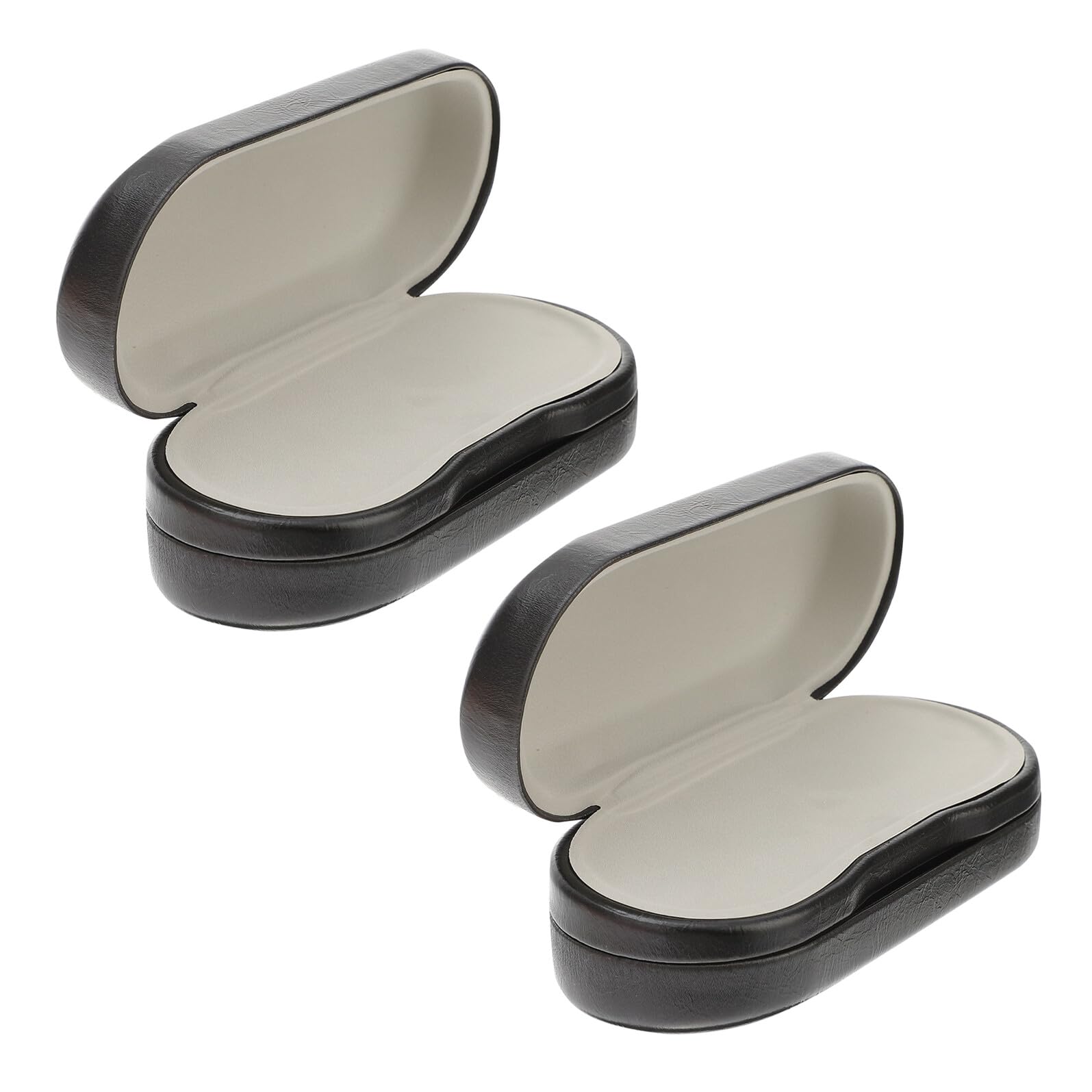 VOSAREA 2 Pièces Étui à Lunettes Double Couche Rigide en Cuir Synthétique avec Miroir Intégré et Cadre Métallique Sécurisé, Organisateur Portable pour Lunettes de Soleil en Voyage