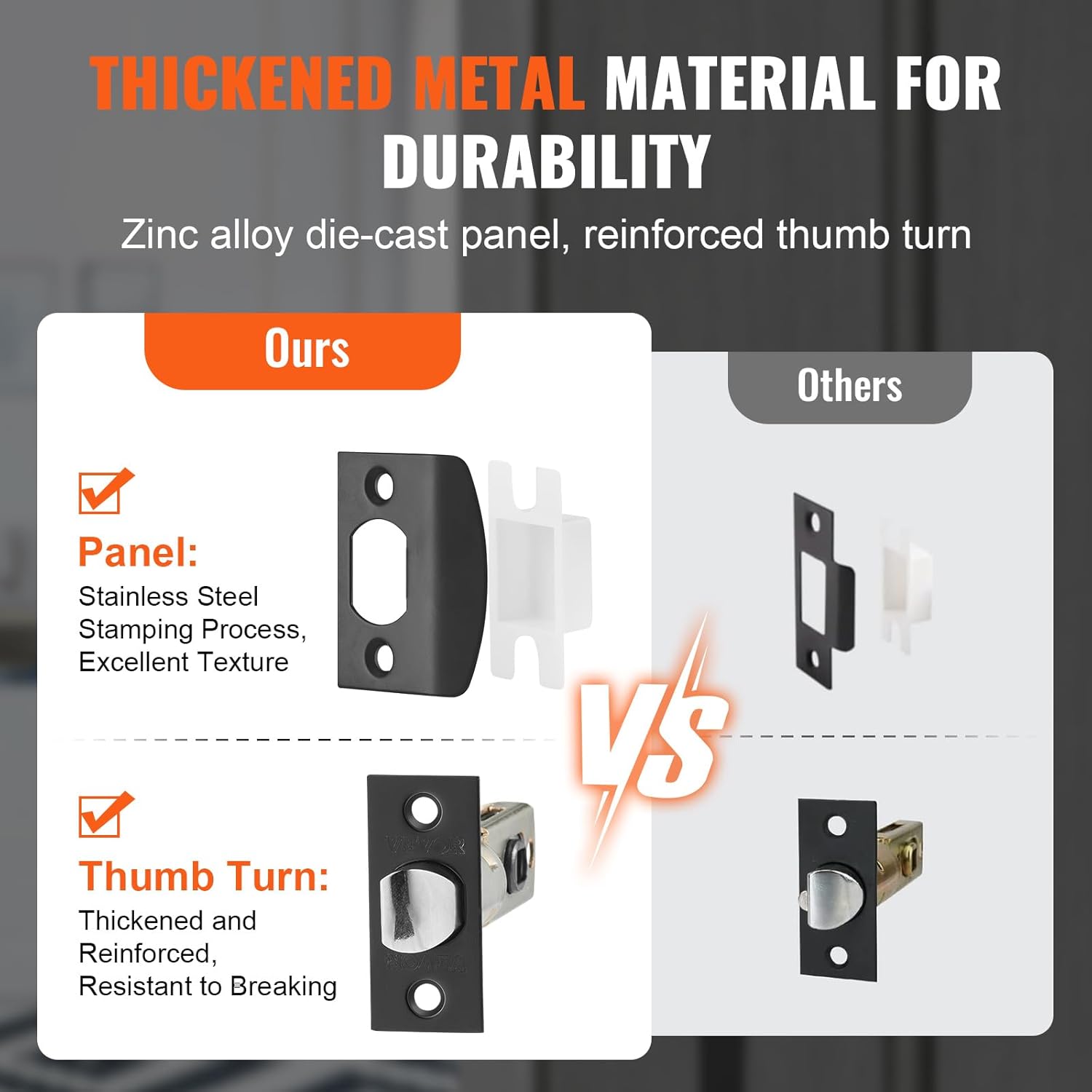 VEVOR Double Door Handle Set, Matte Black Square Door Lever, Double Front Door Handle Set with Reversible Handle Lever, Heavy Duty Double Door Lock Set with Dummy, for Office Door or Front Door