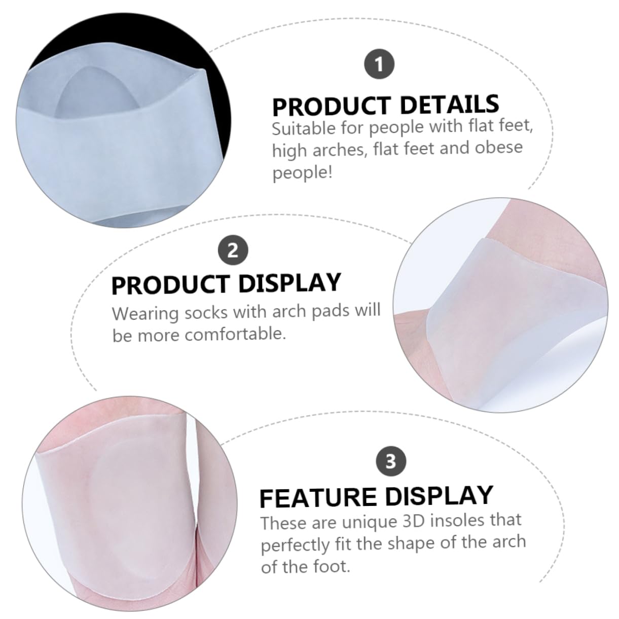 Beavorty Support Gel Pads Toe Protectors for Shoes Arch Pad for High Arches Foot Pads Foot Arch Support