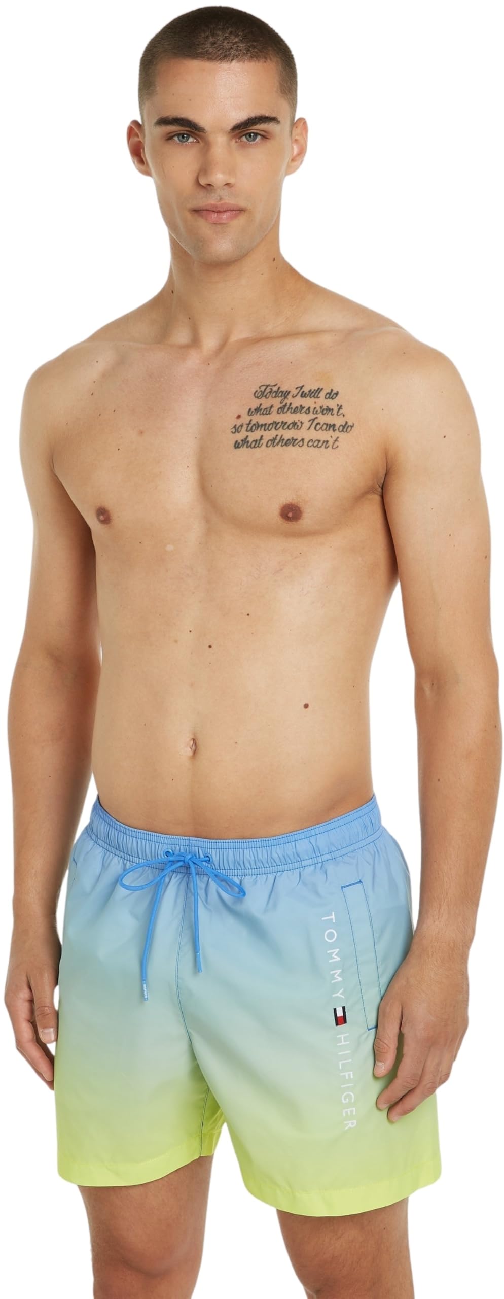 Tommy Hilfiger Bañador para Hombre Medium Drawstring Print Pernera Media
